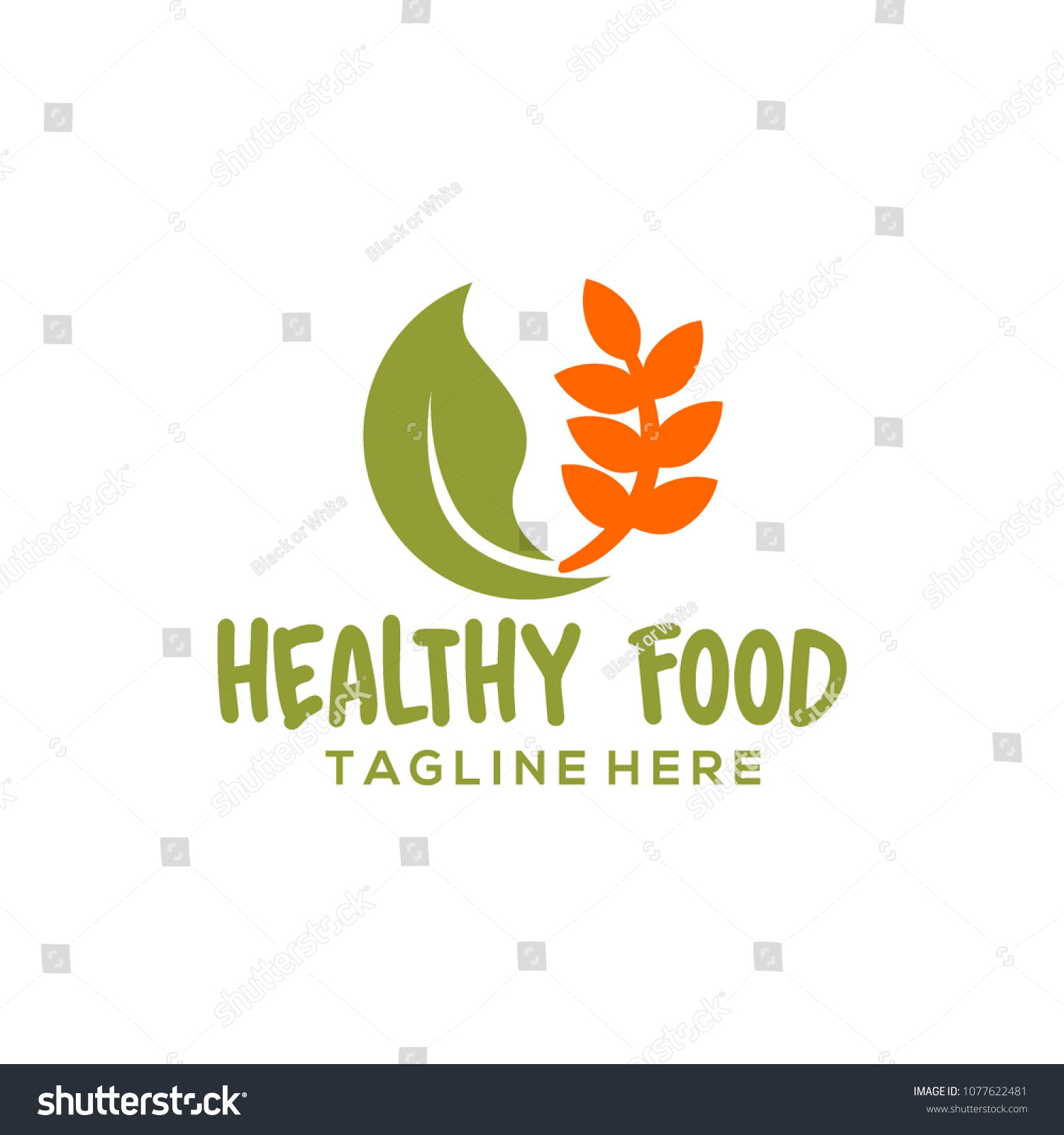 Healthy Food Logo Design Stock Vector (royalty Free) 1077622481 