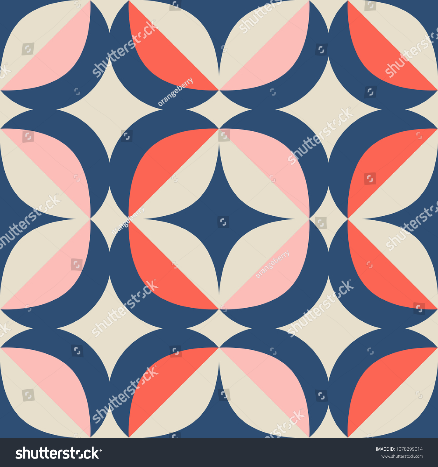 Seamless Retro Pattern Scandinavian Style Geometric Stock Vector ...