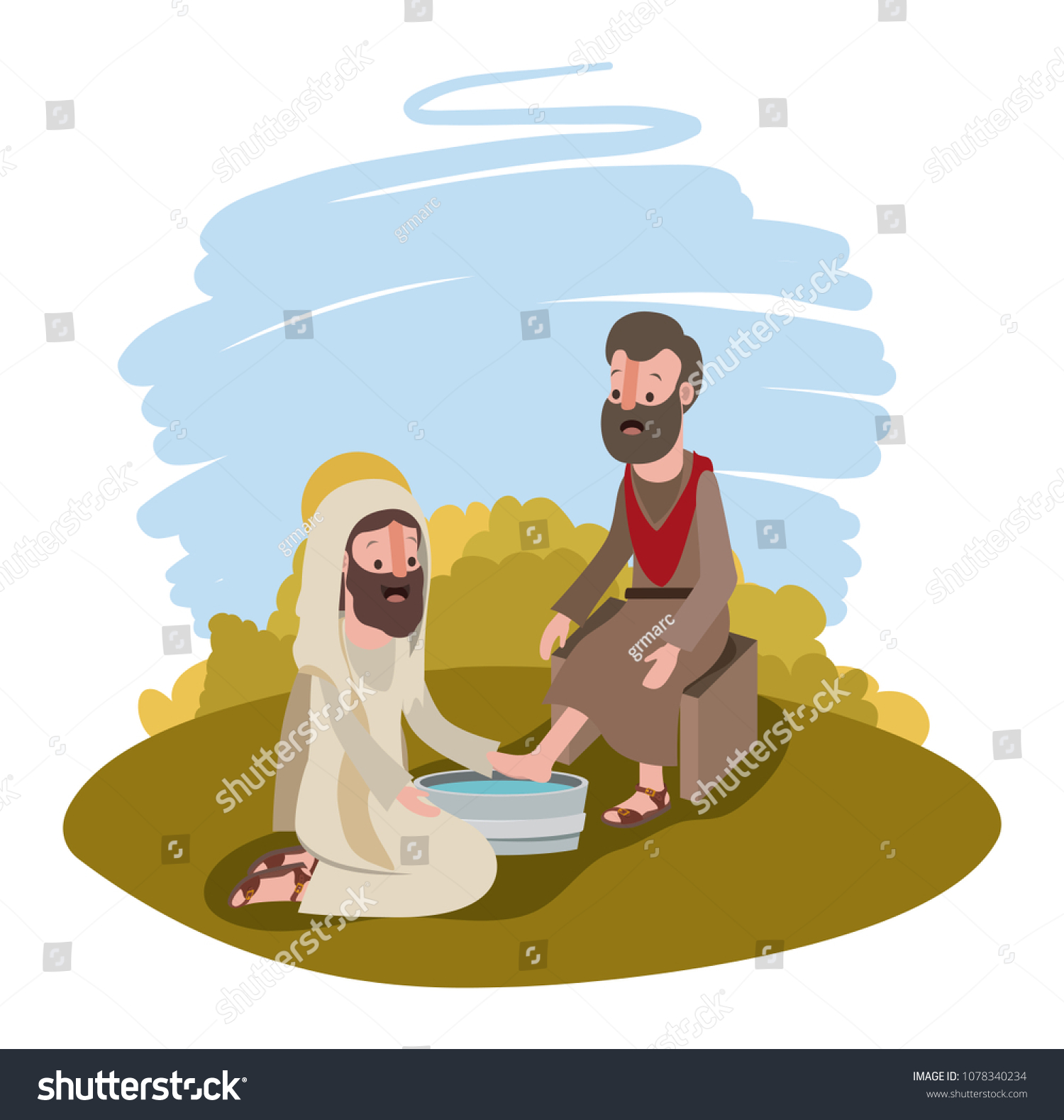Jesus Washing Feet Apostle Camp Stock Vector (Royalty Free) 1078340234 ...