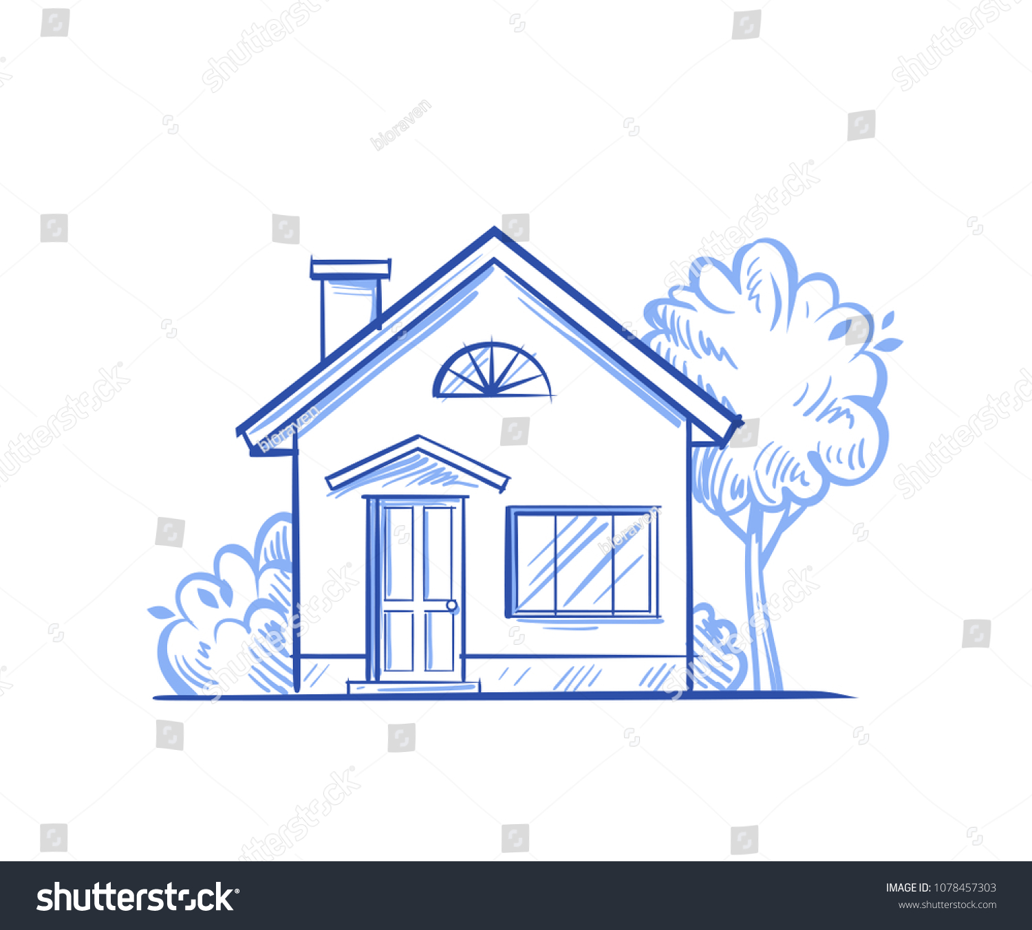 Sketch Private House Hand Drawn Vector Stock Vector (Royalty Free ...