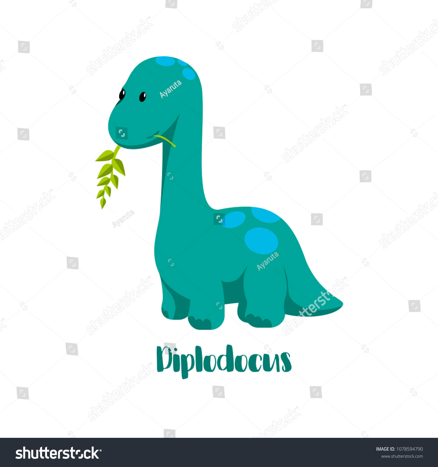 Dinosaur Icon Diplodocus Flat Style Designing Stock Vector (Royalty ...