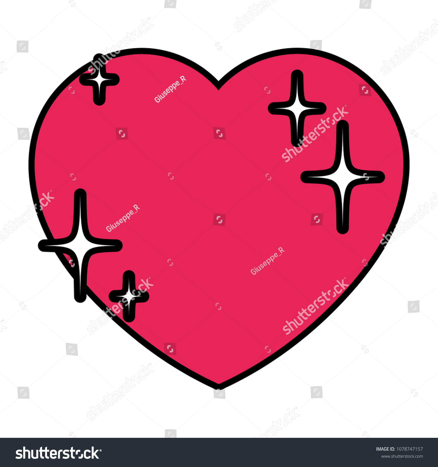 Color Romantic Heart Symbol Videogame Life Stock Vector (Royalty Free ...