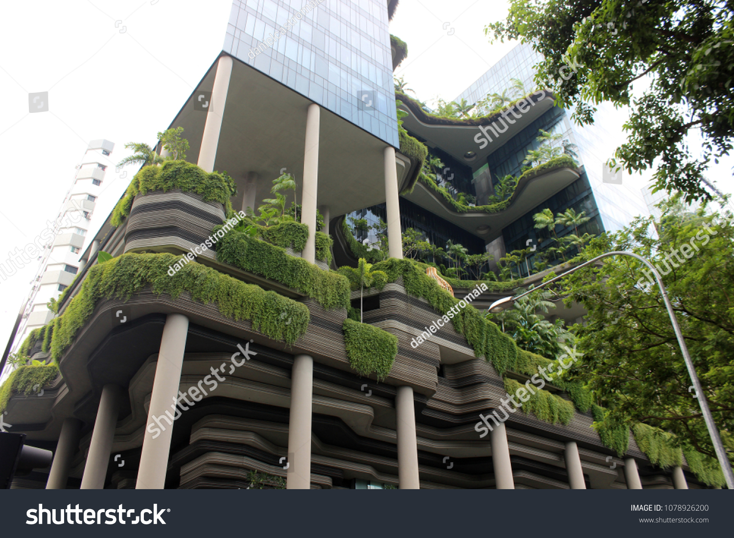 Singapore Vertical Garden Building Green City Stock Photo 1078926200