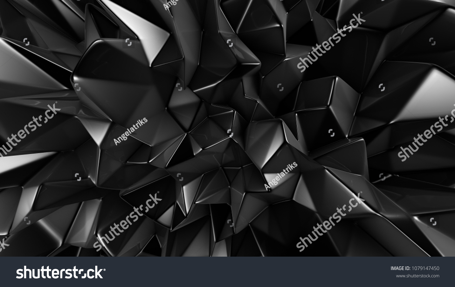 Black Crystal Background Triangles 3d Illustration Stock Illustration ...