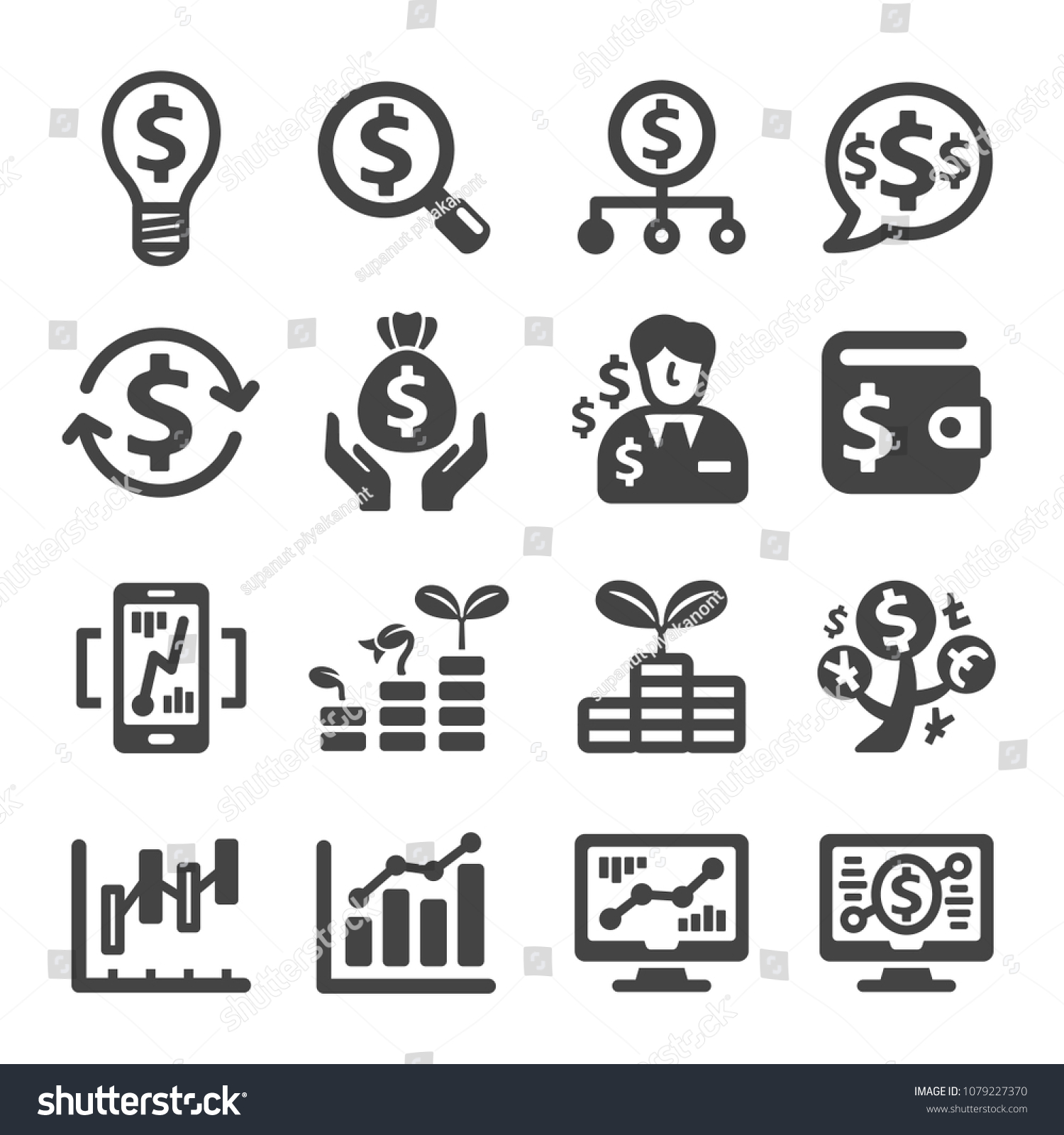 Investmentfinance Icon Set Stock Vector (Royalty Free) 1079227370 ...