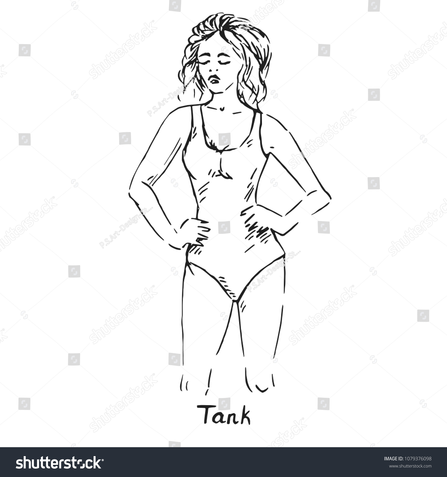 Portrait Sexy Retro Pin Girl Tank Stock Vector Royalty Free Shutterstock