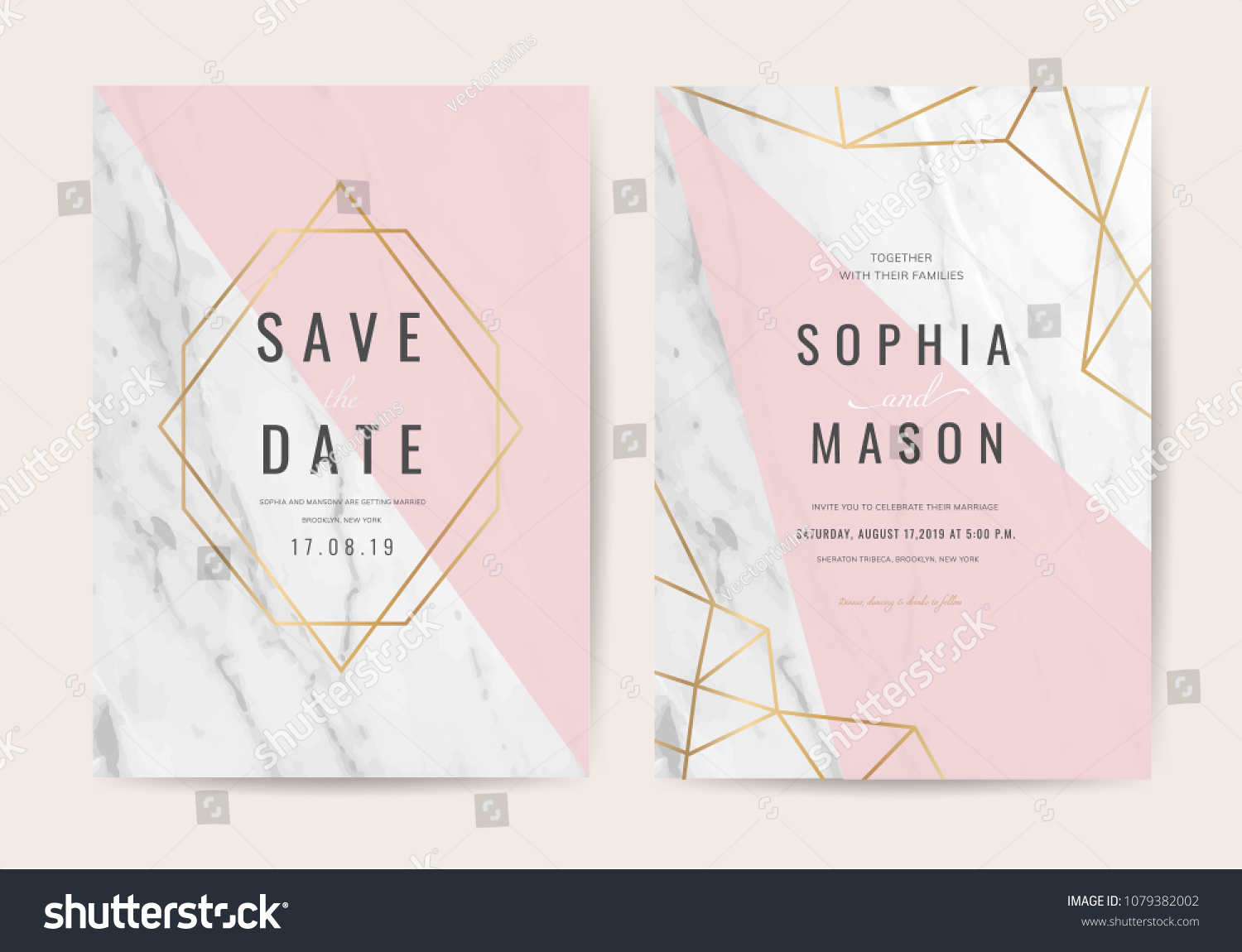 Luxury Wedding Invitation Cards Gold Marble Stock Vector (Royalty Free ...