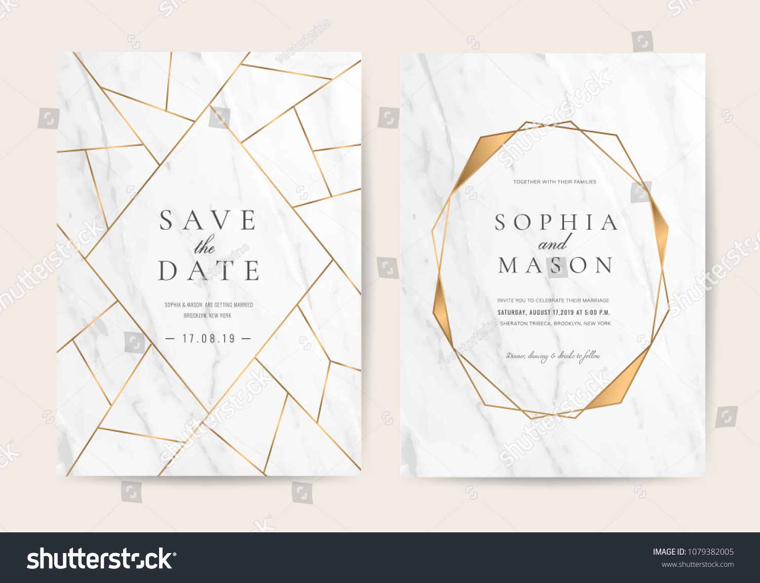 Luxury Wedding Invitation Cards Gold Marble Stock Vector (Royalty Free ...