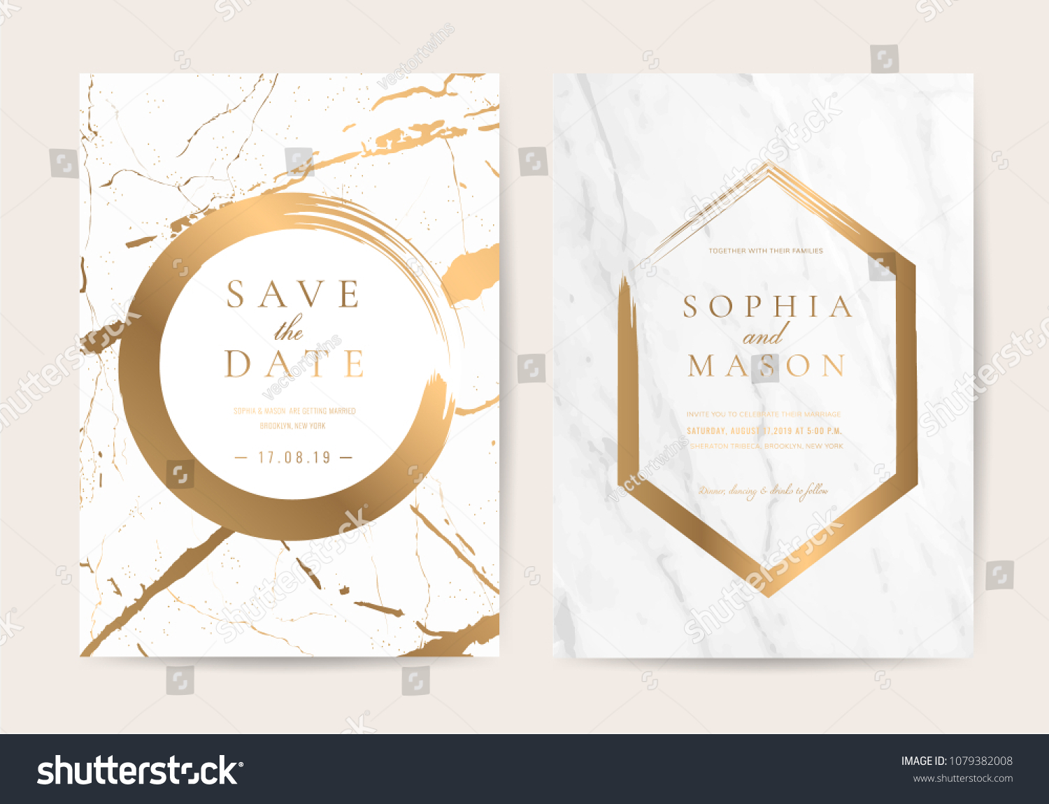 Luxury Wedding Invitation Cards Gold Marble Stock Vector (Royalty Free ...