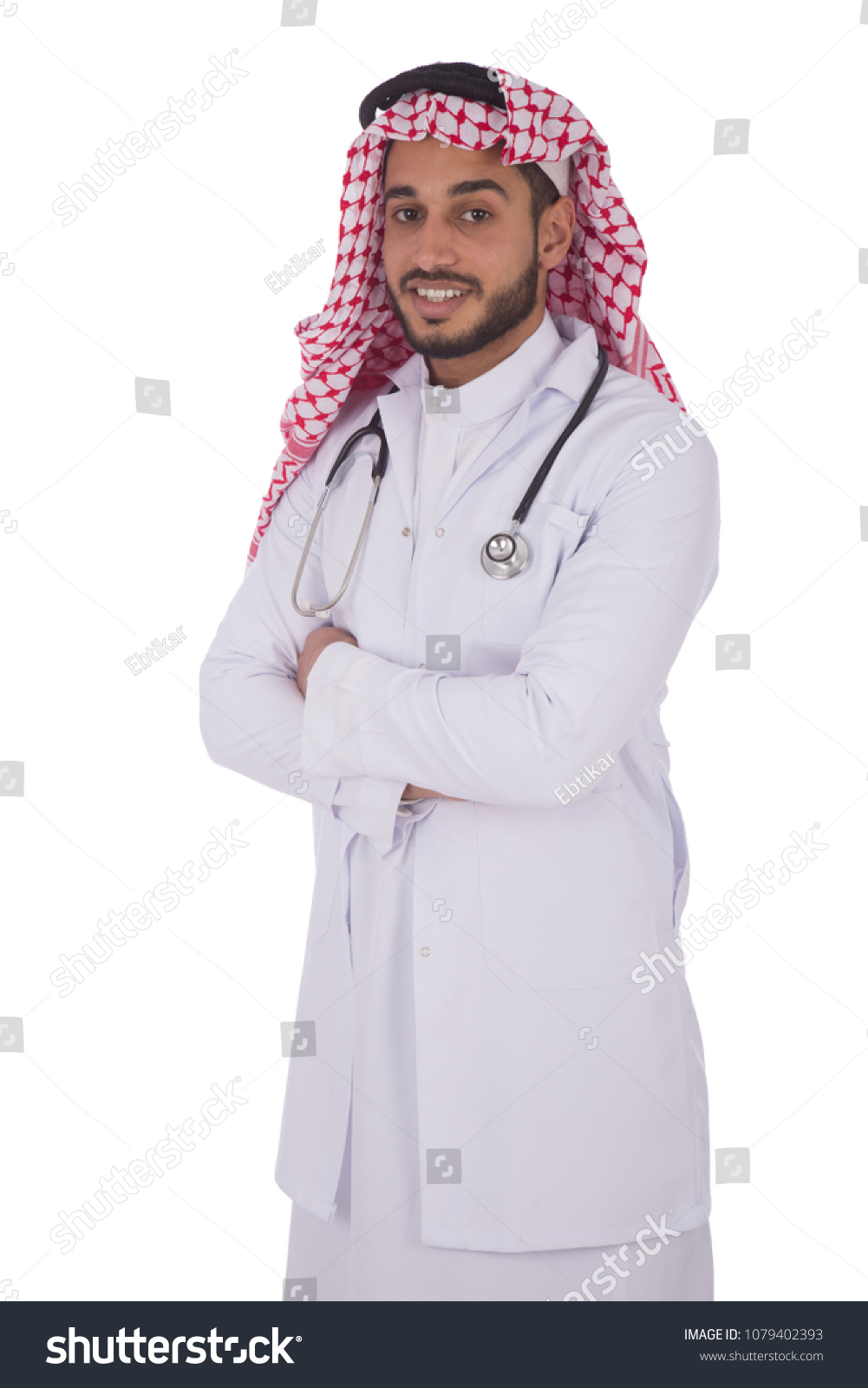 Young Khaleeji Doctor Wearing Shemagh Thobe Stock Photo 1079402393 ...