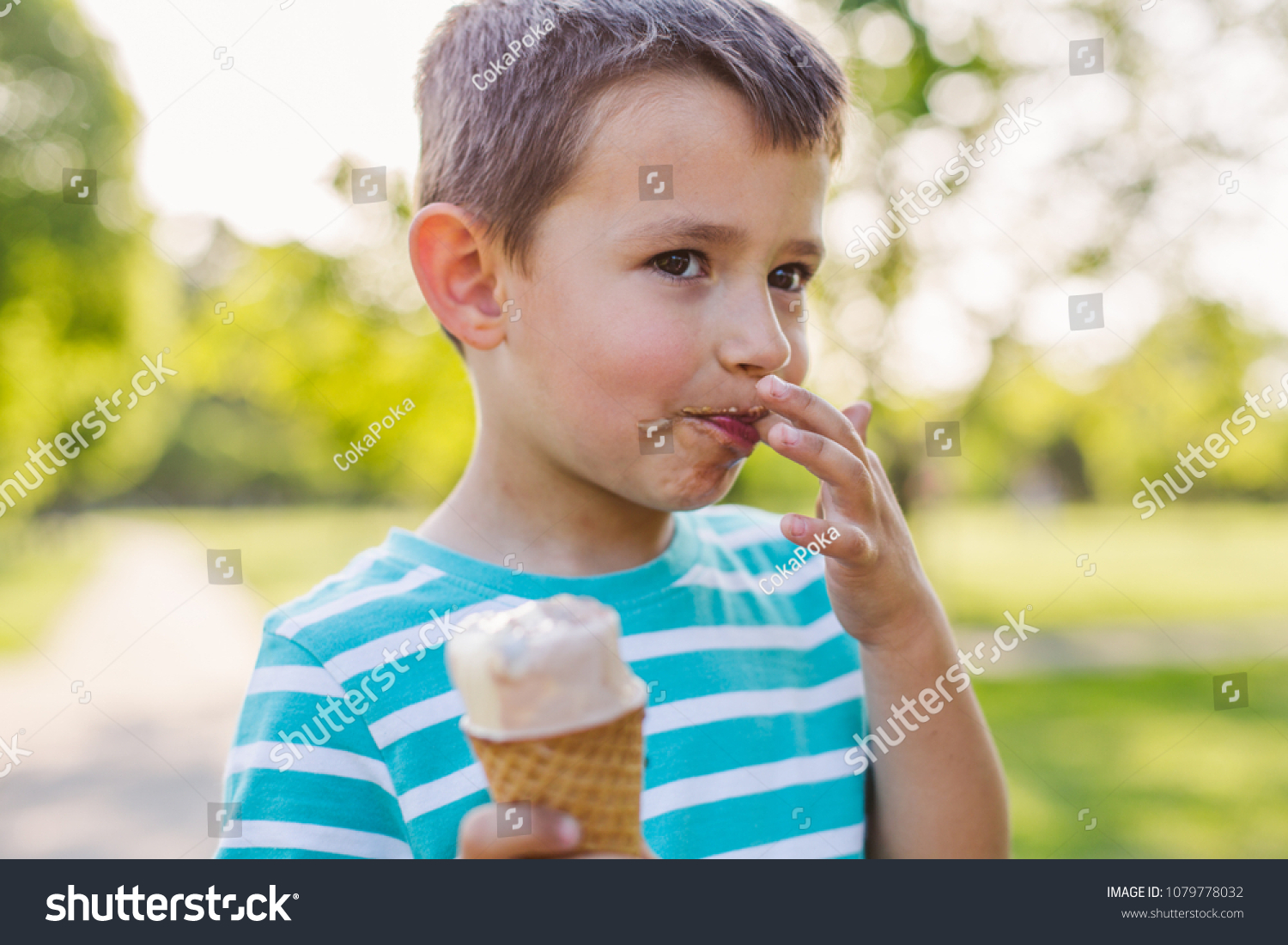 Happy Little Boy Licks His Finger Stock Photo 1079778032 | Shutterstock