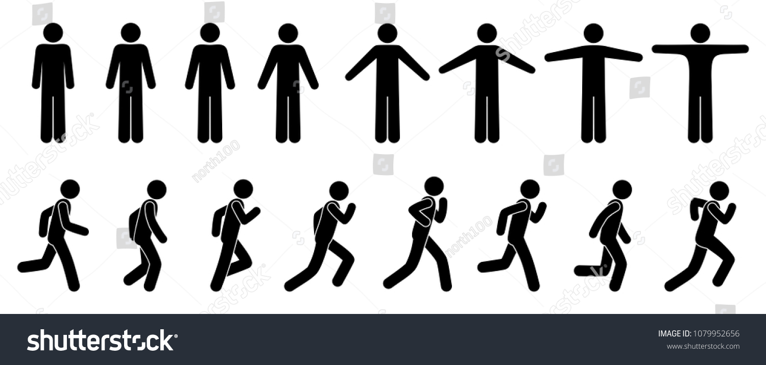 Set Stick Figure Icons Man Stands Stock Vector (Royalty Free ...