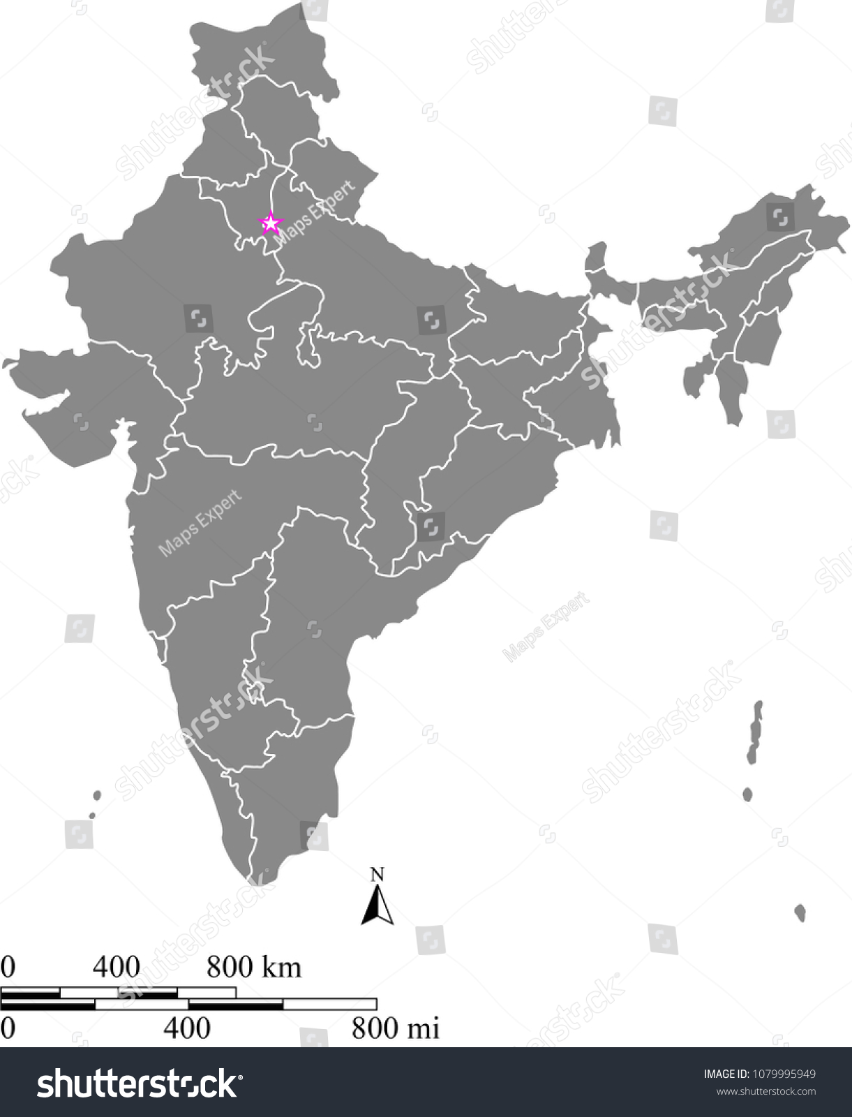 India Map Vector Outline Scales Miles Stock Vector (Royalty Free ...