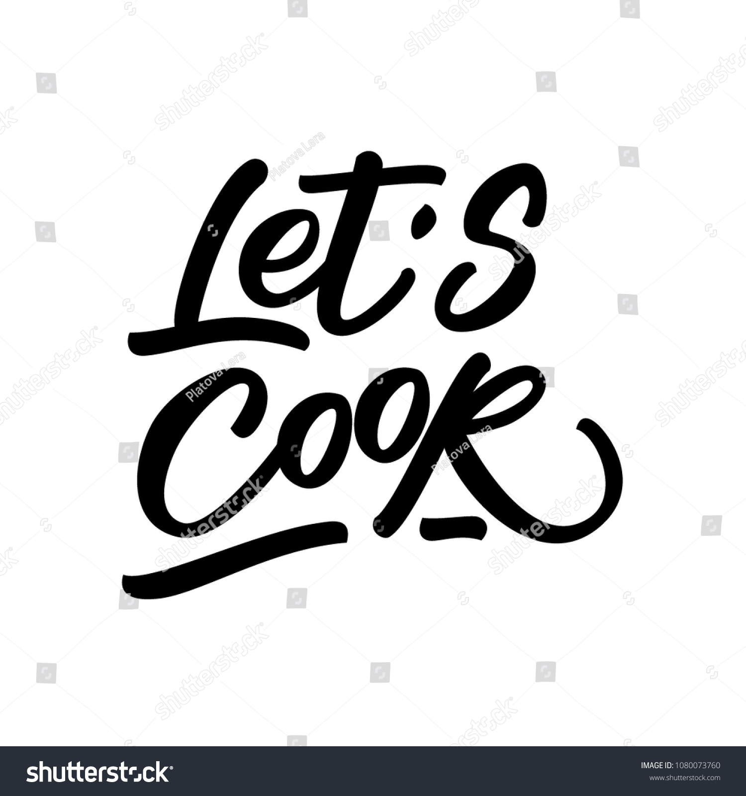 Food Hand Lettering Lets Cook Stock Vector (Royalty Free) 1080073760 ...