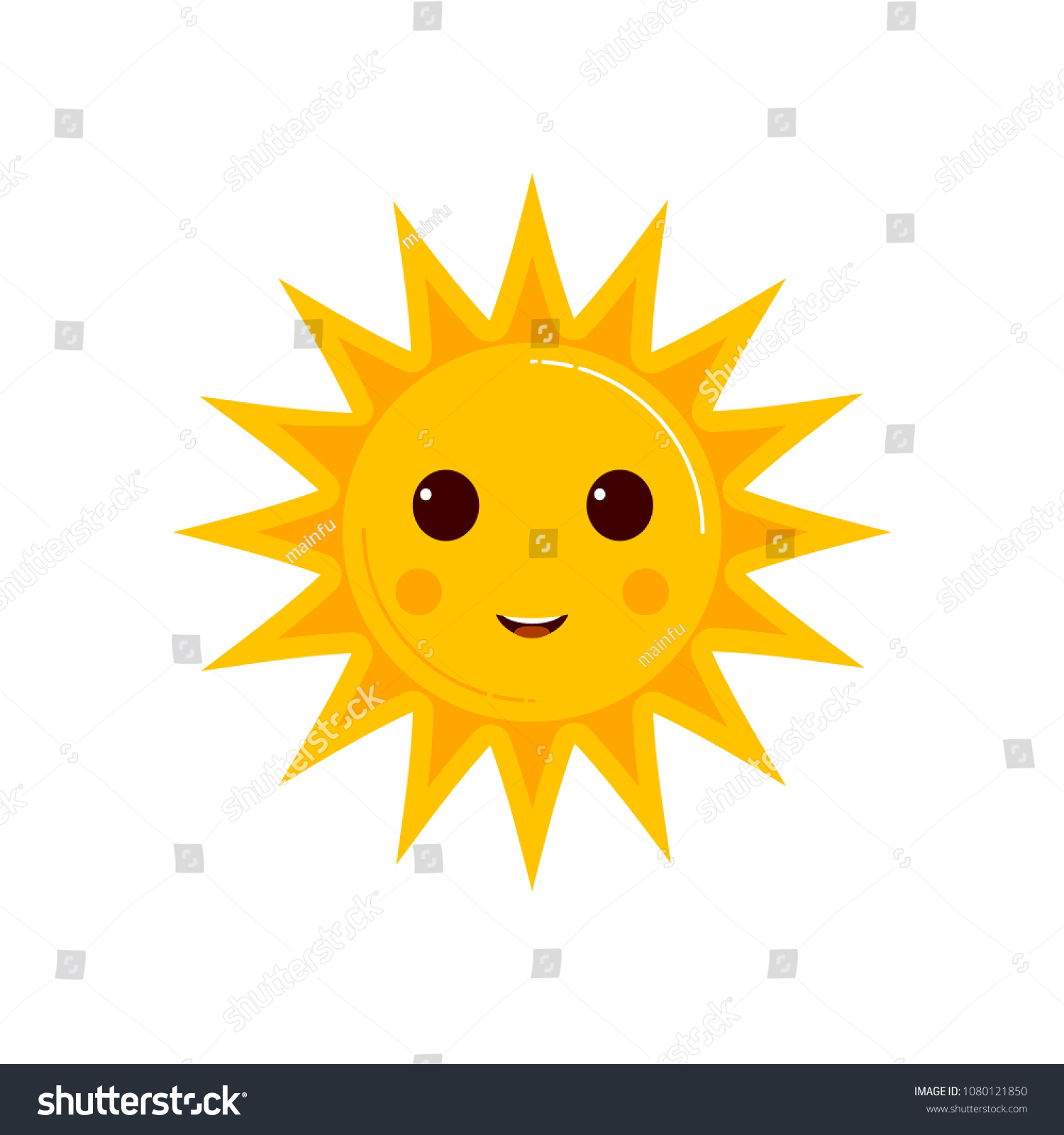 Funny Smiling Cartoon Characters Sun Stock Illustration 1080121850 