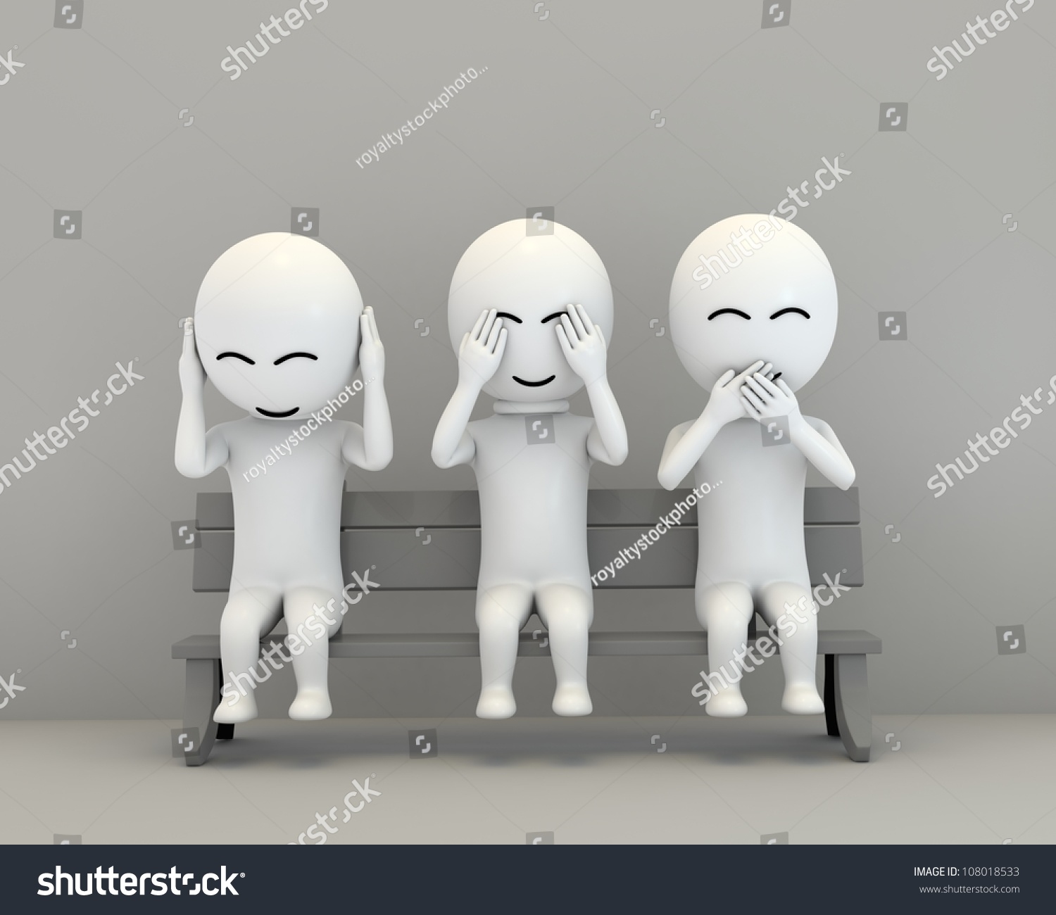 3d Cartoon People See No Evil Stock Illustration 108018533 | Shutterstock