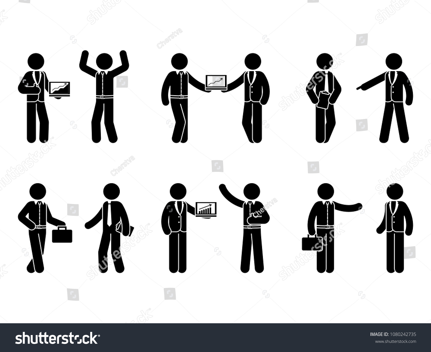 Stick Figure Business Cooperation Icon Set Stock Vector (Royalty Free ...