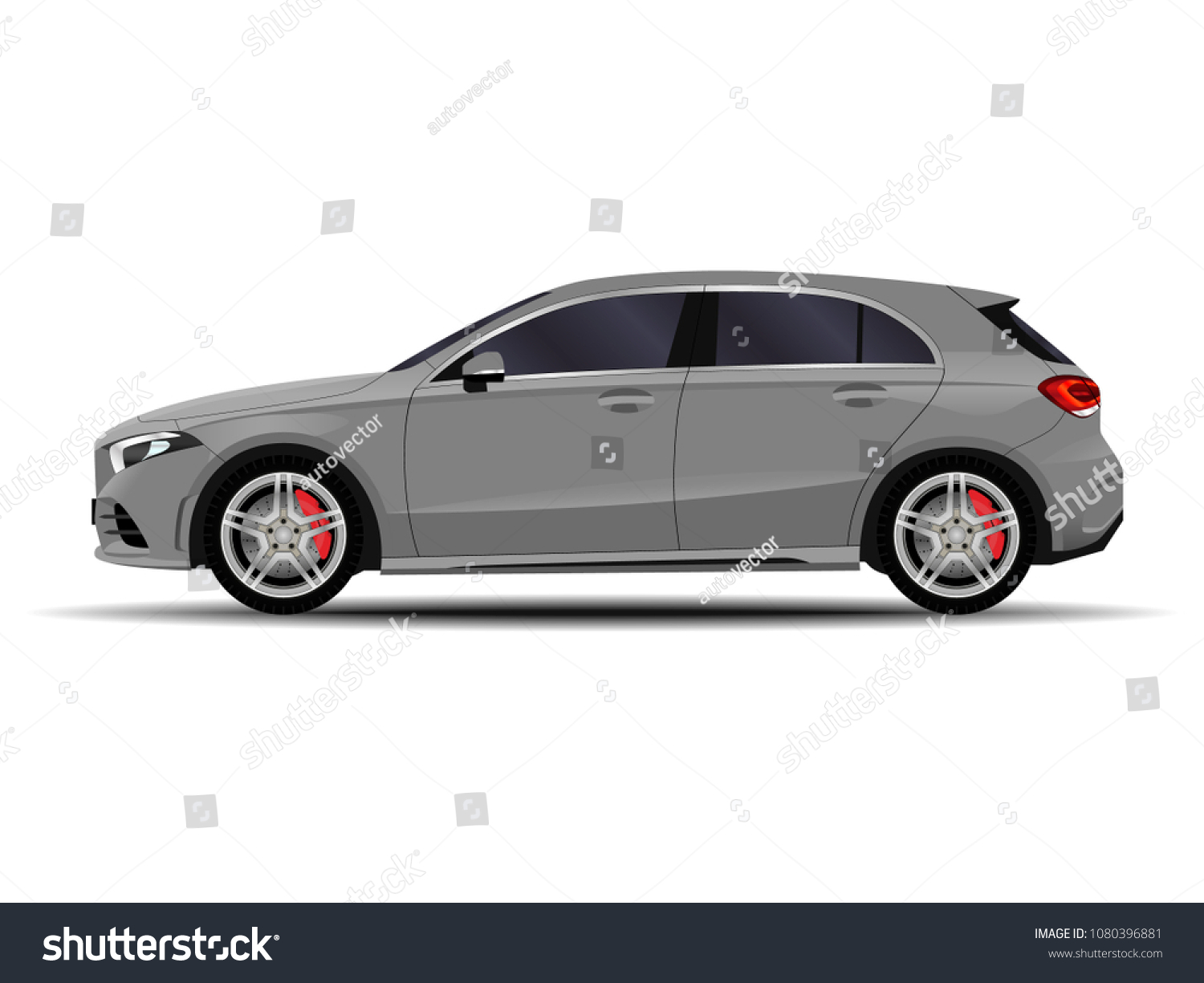 Realistic Car Hatchback Side View Stock Vector (Royalty Free ...