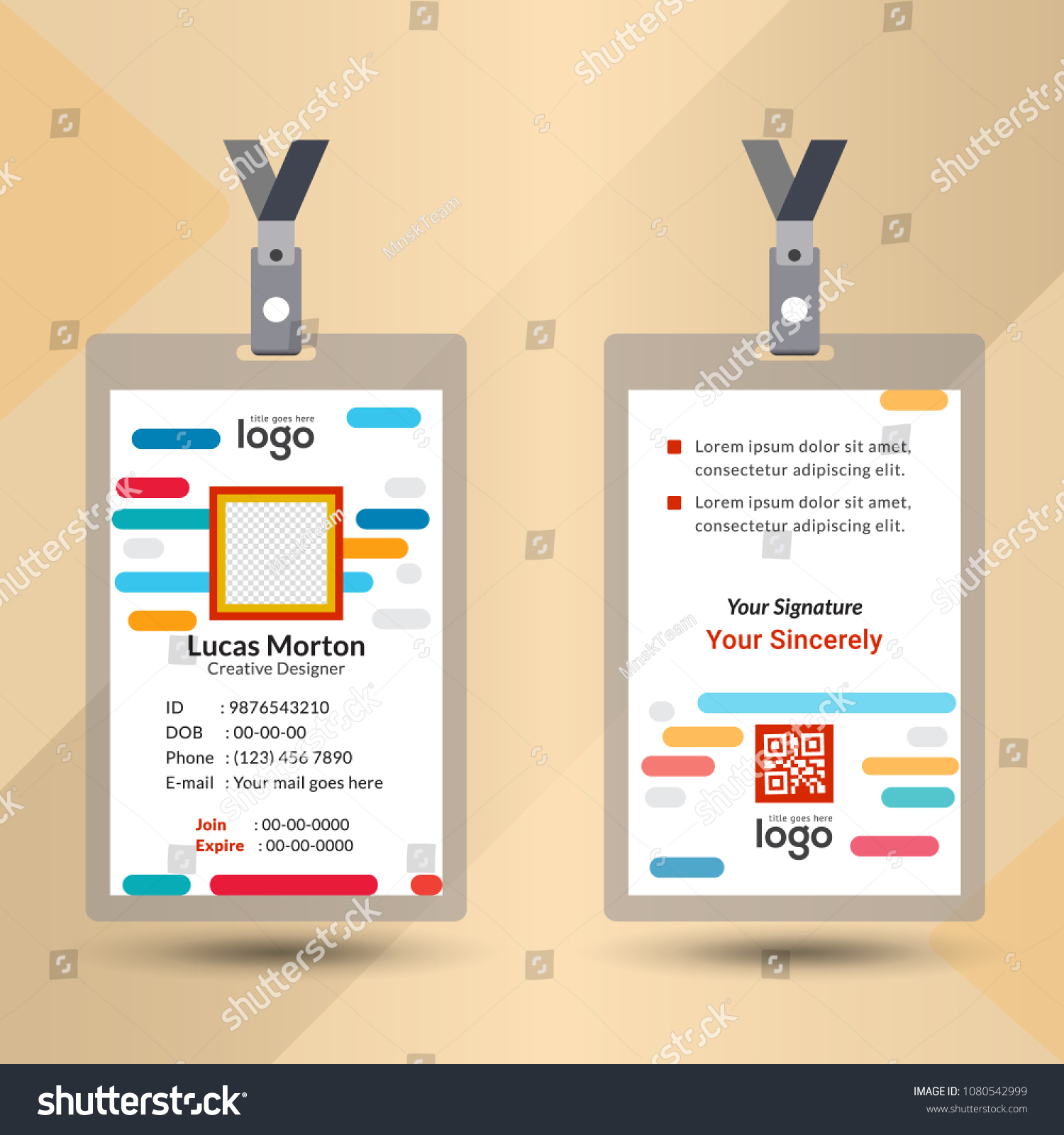 Identification Card Lanyard Set Isolated Vector Stock Vector (Royalty ...