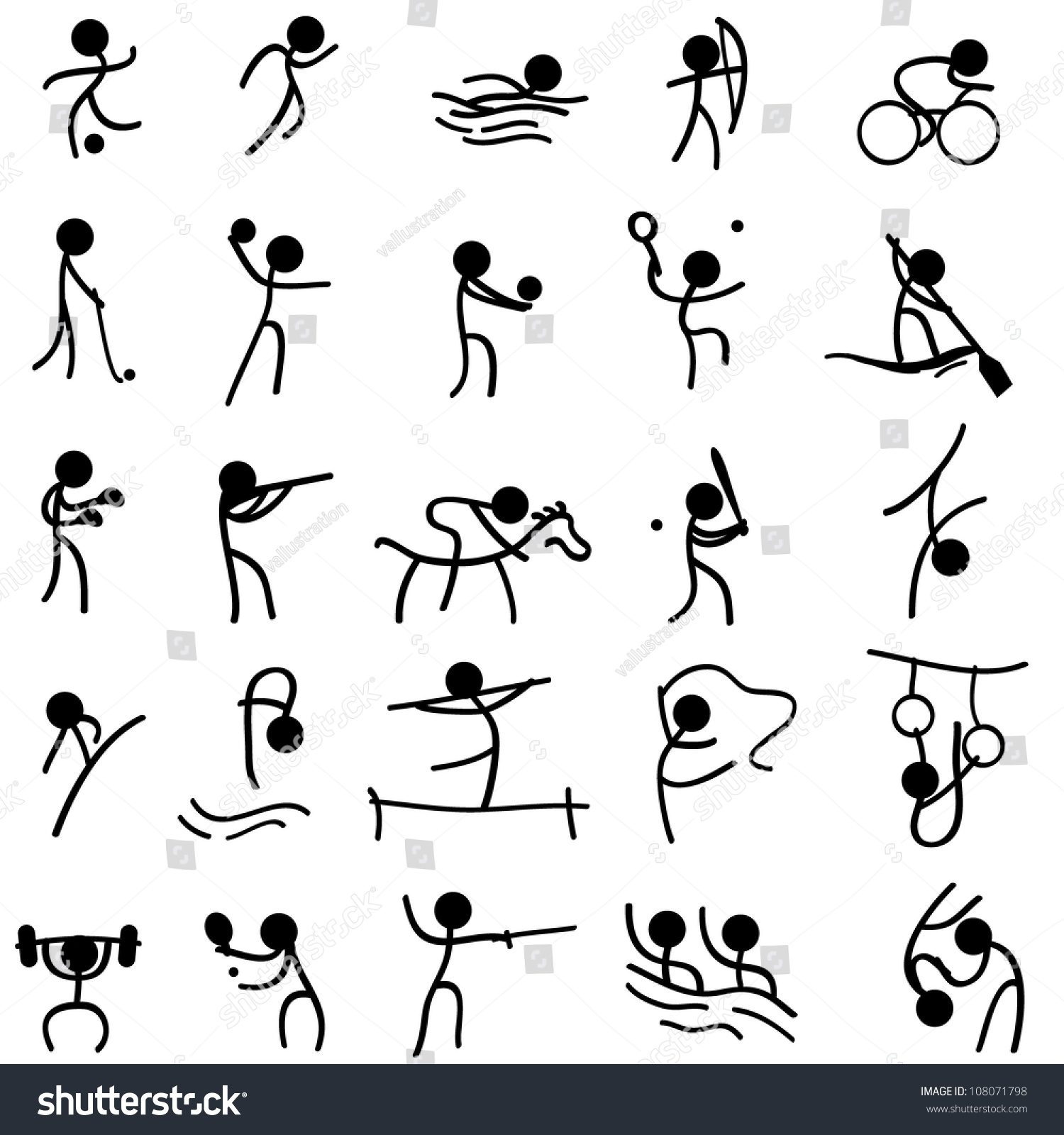Stick Figure Doodle Sports Signs Stock Vector (Royalty Free) 108071798 Shut...