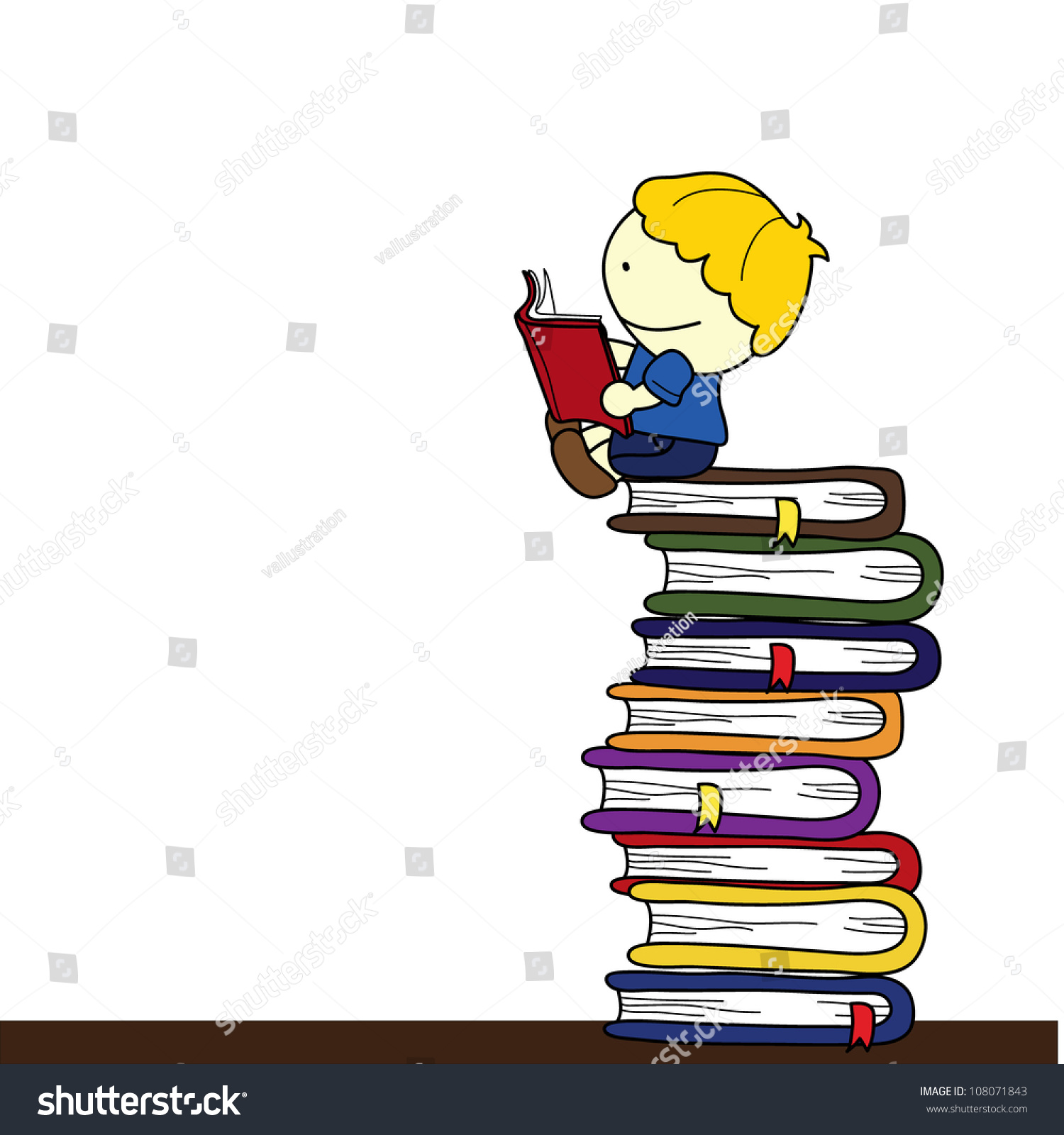 Cartoon Boy Reading Clipart Background Stock Vector (Royalty Free