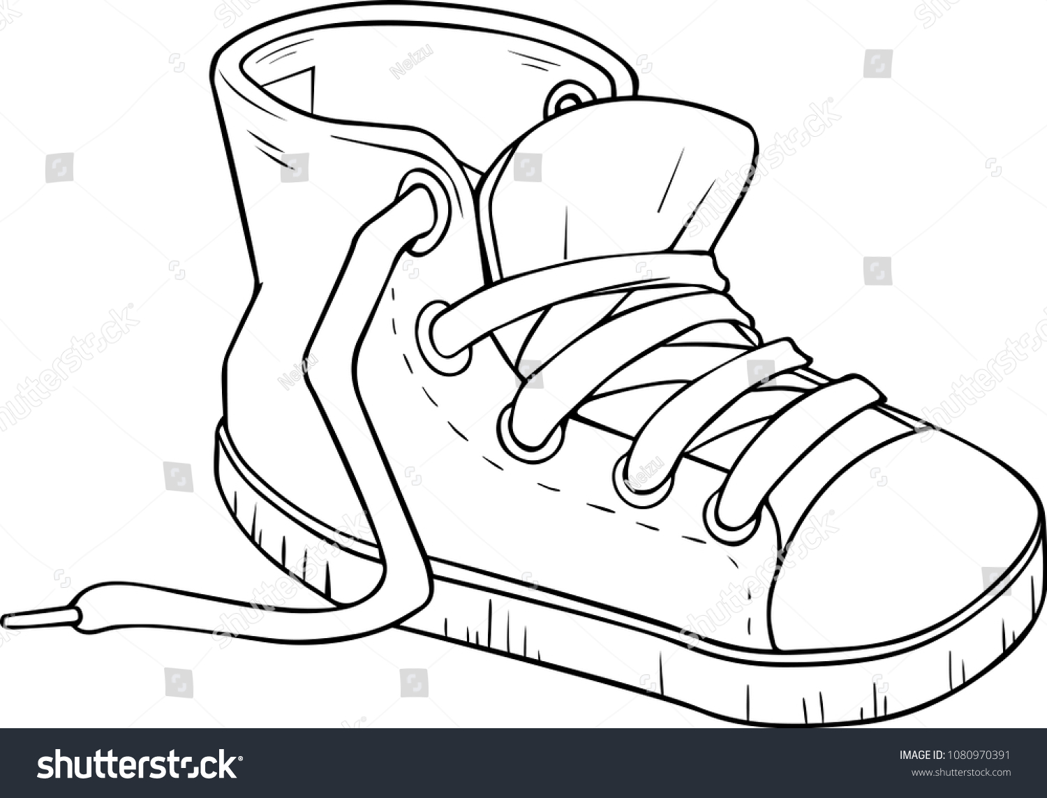 Single Casual Sneaker Vector Line Art Stock Vector (Royalty Free ...