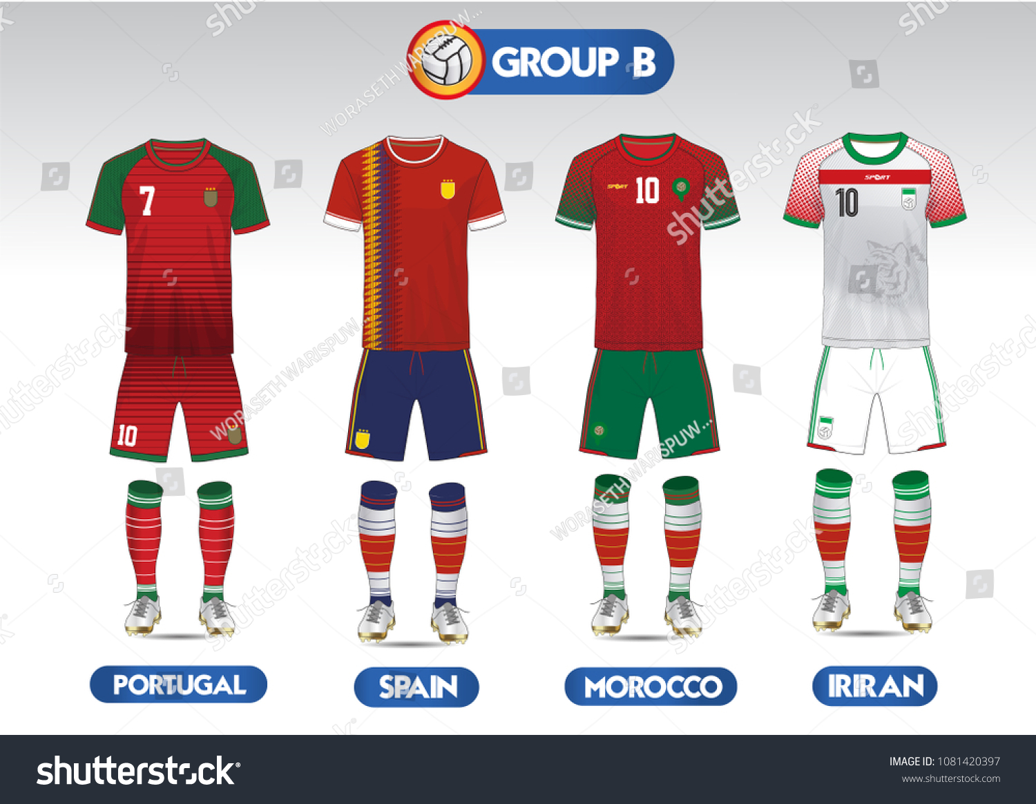 Group B Football Soccer Kit Football Stock Vector (Royalty Free ...