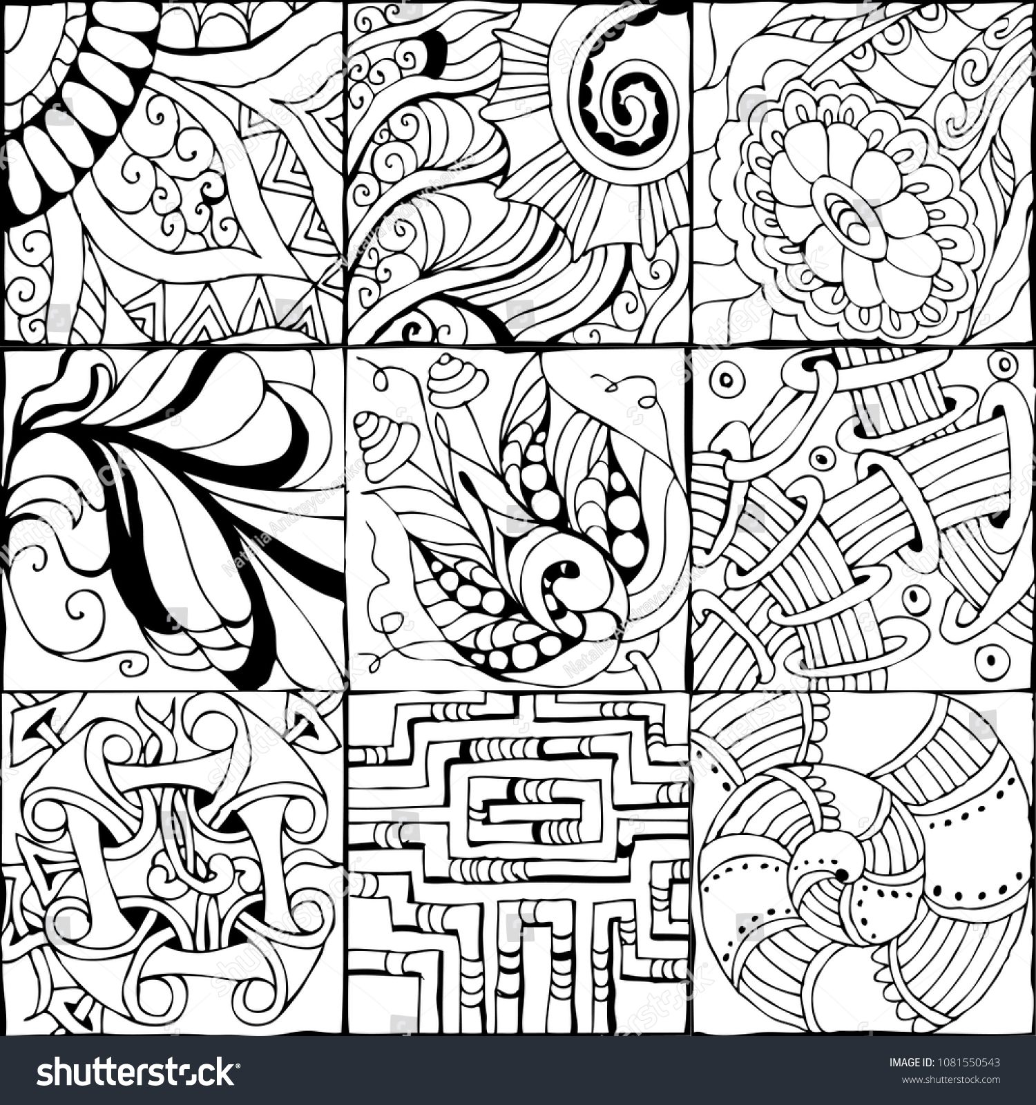 Hand Drawn Zentangle Background Coloring Page Stock Vector (Royalty ...