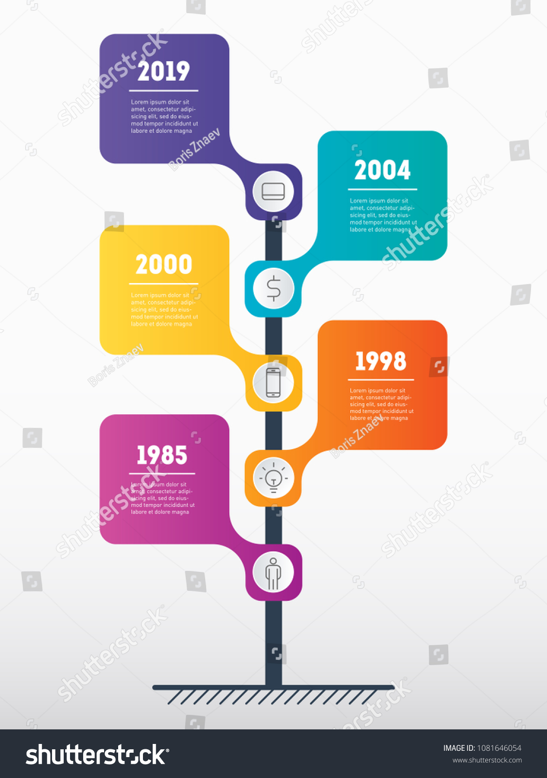 Vertical Timeline Infographics Business Concept 5 Stock Vector (Royalty ...