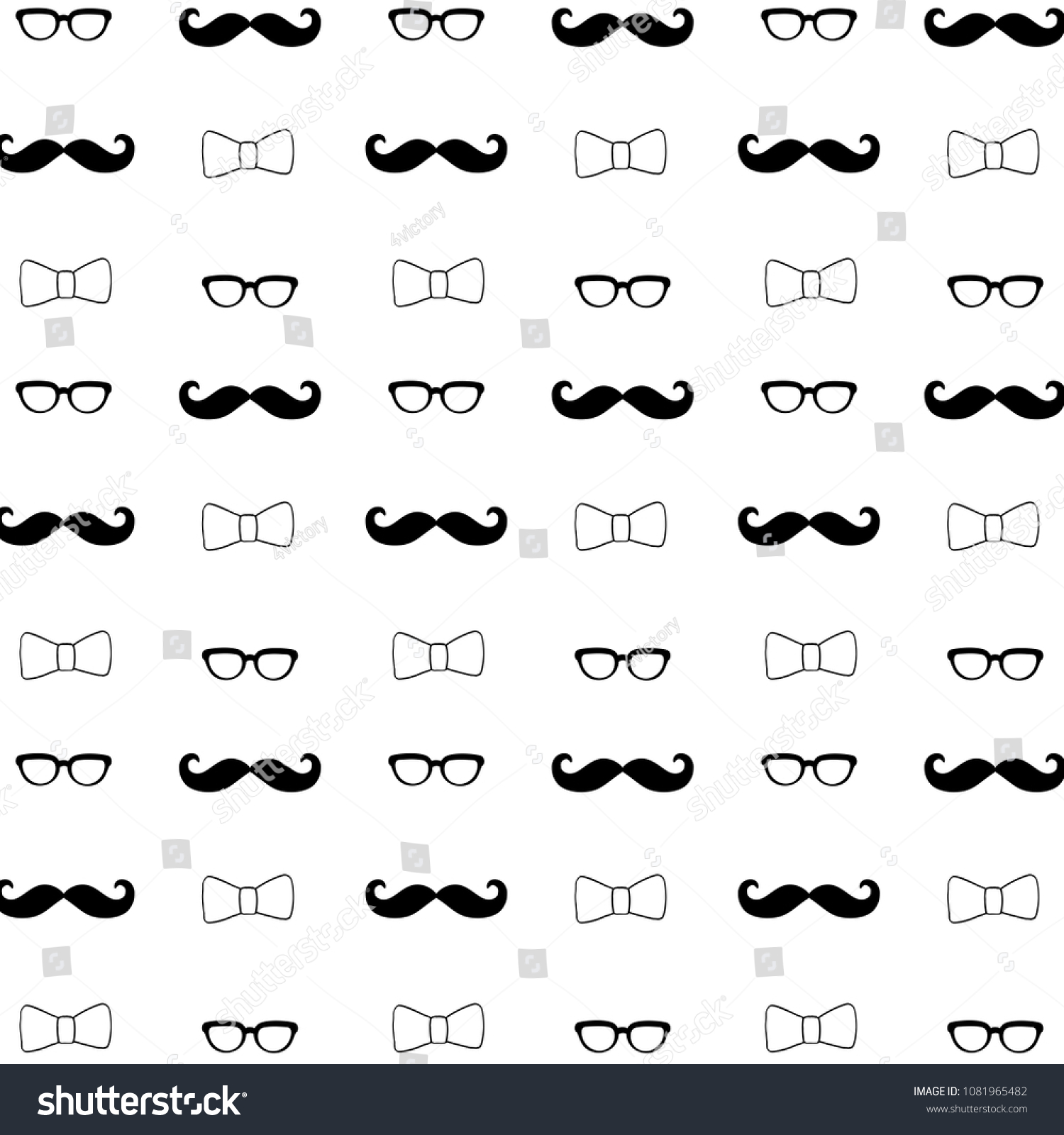 Hipster Mustache Eyeglasses Bow Tie Pattern Stock Vector (Royalty Free ...