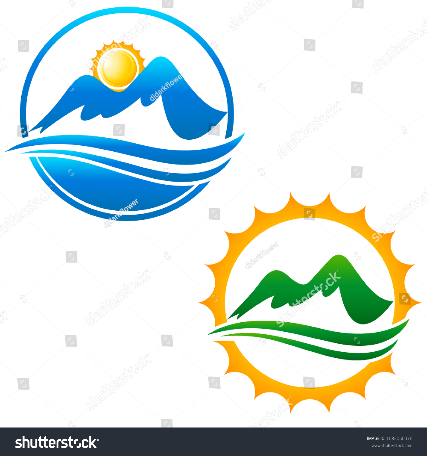 Mountains Sun Vector Icon Stock Vector (Royalty Free) 1082050076 ...