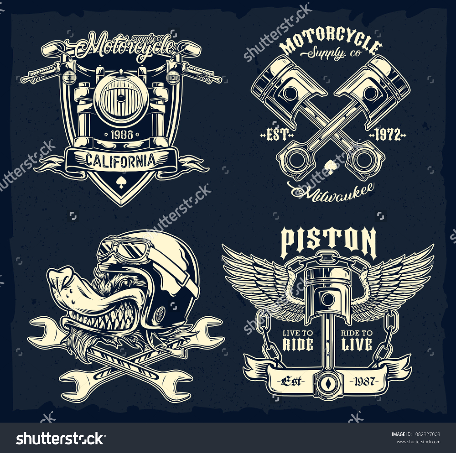 Vector Set Classic Motorcycle Emblems Graphic Stock Vector (Royalty ...