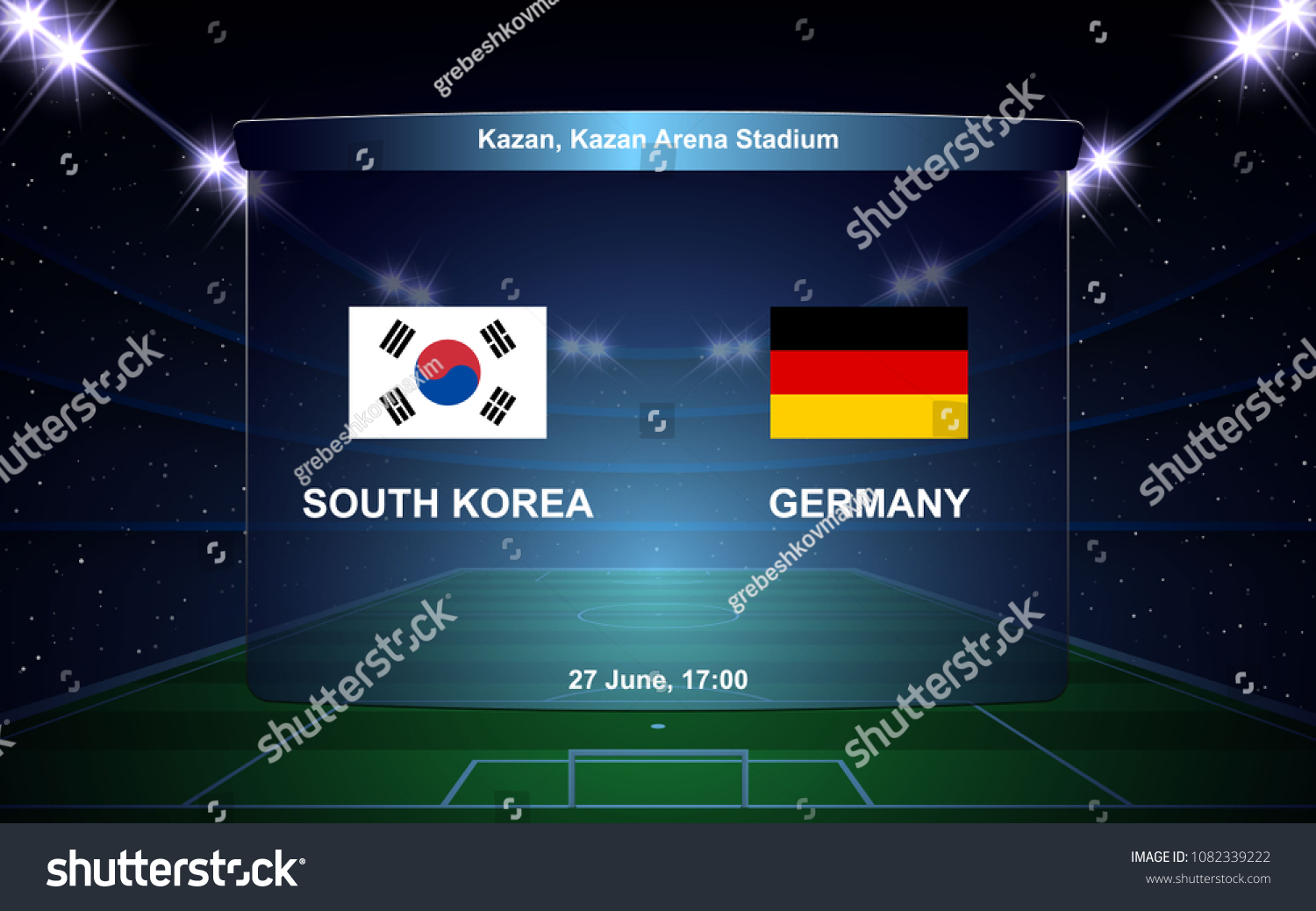 South Korea Vs Germany Football Scoreboard Stock Vector (Royalty Free