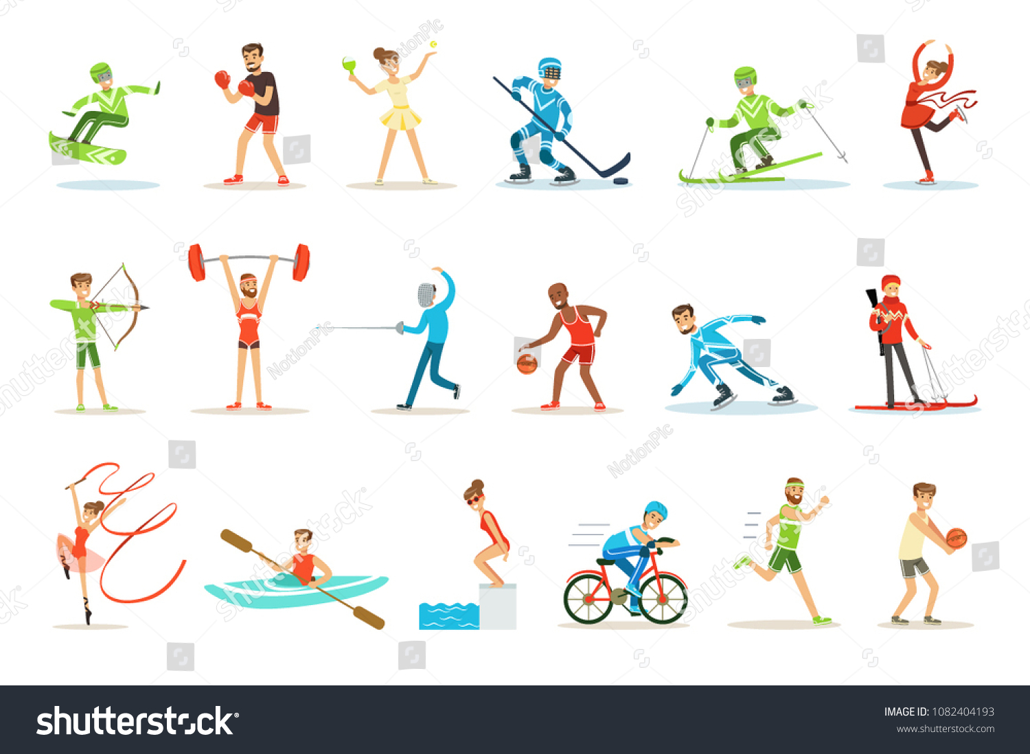 Adult People Practicing Different Olympic Sports Stock Vector (Royalty ...