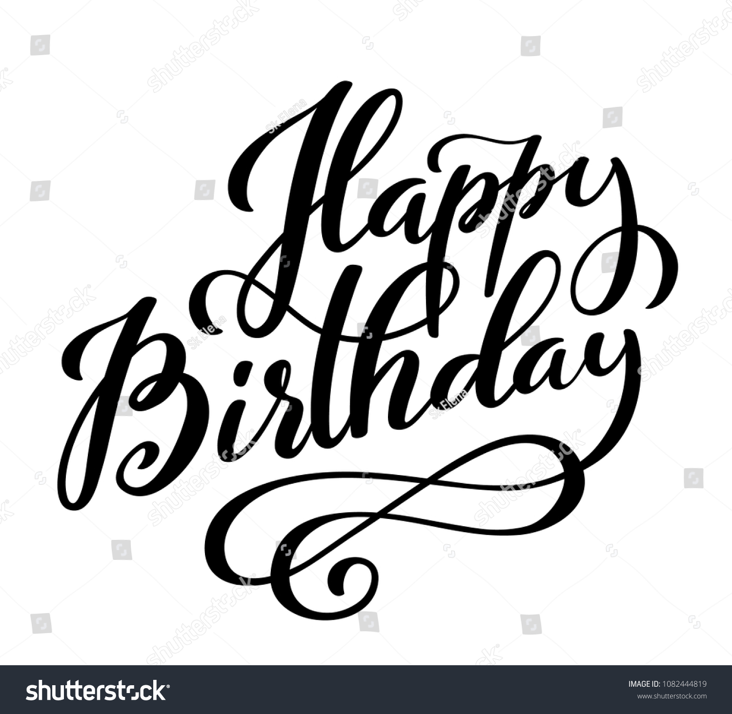 Happy Birthday Typography Handdrawn Lettering Illustration Stock ...