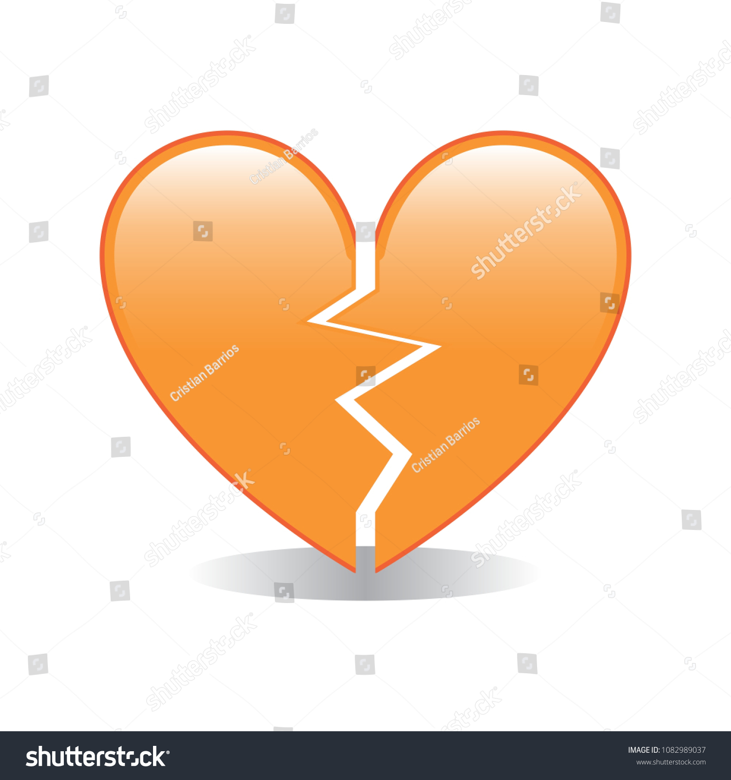 Orange Broken Heart Emoji Vector Stock Vector Royalty Free 1082989037 Shutterstock 5935