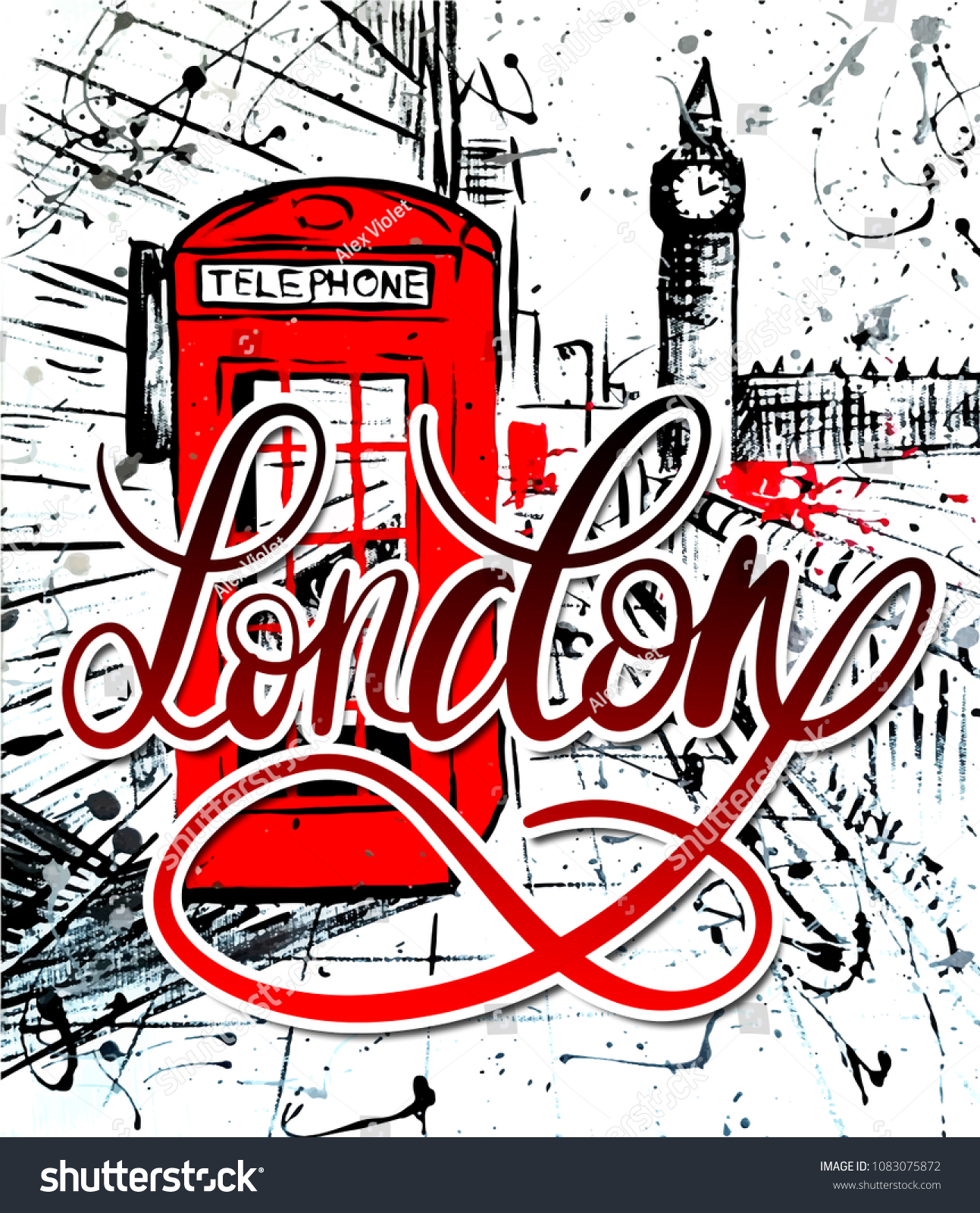 London Brush Style Dynamic Hand Lettering Stock Illustration Shutterstock