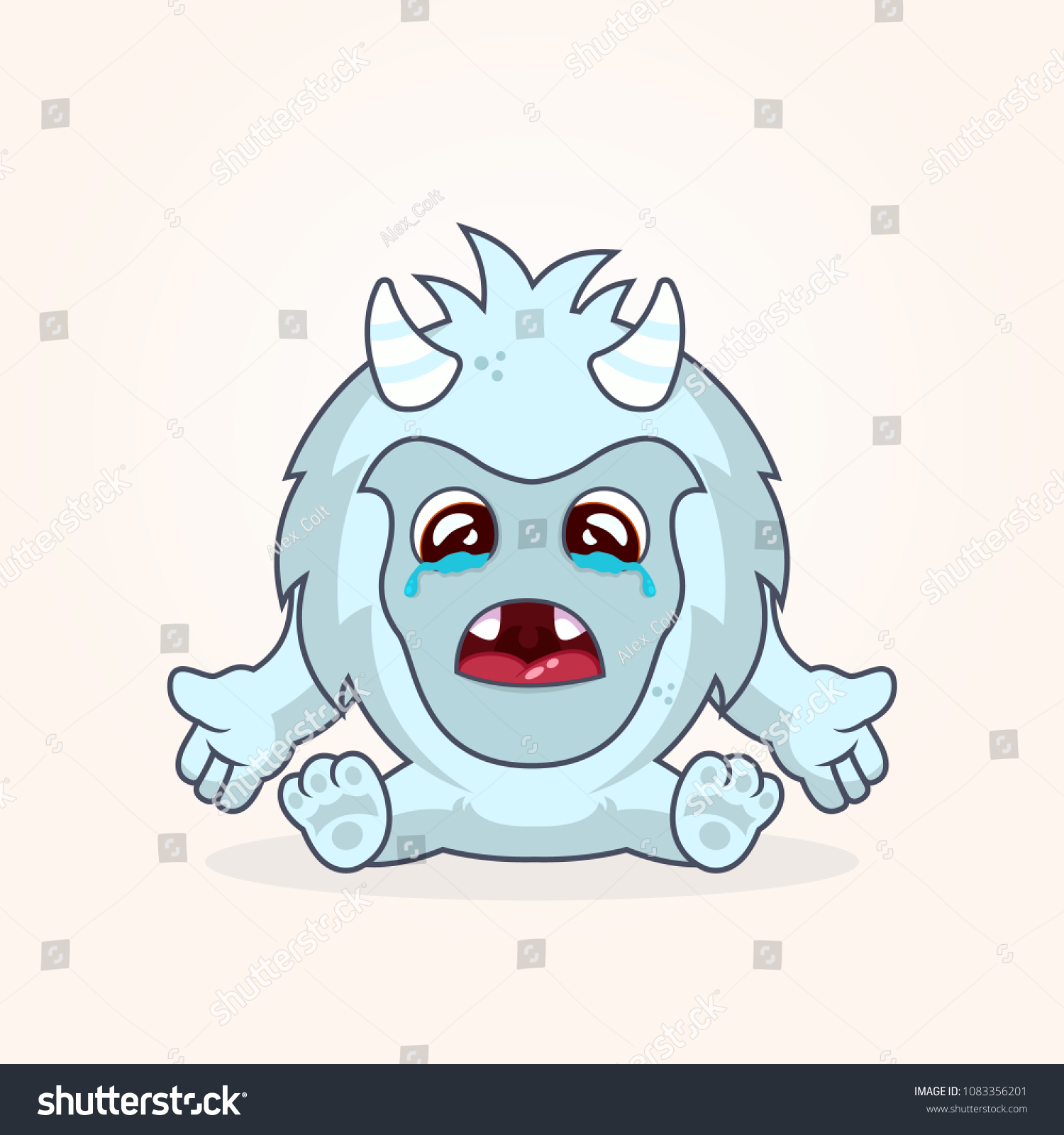 Cute Cartoon Yetti Crying Monster Illustration Stock Vector (Royalty ...