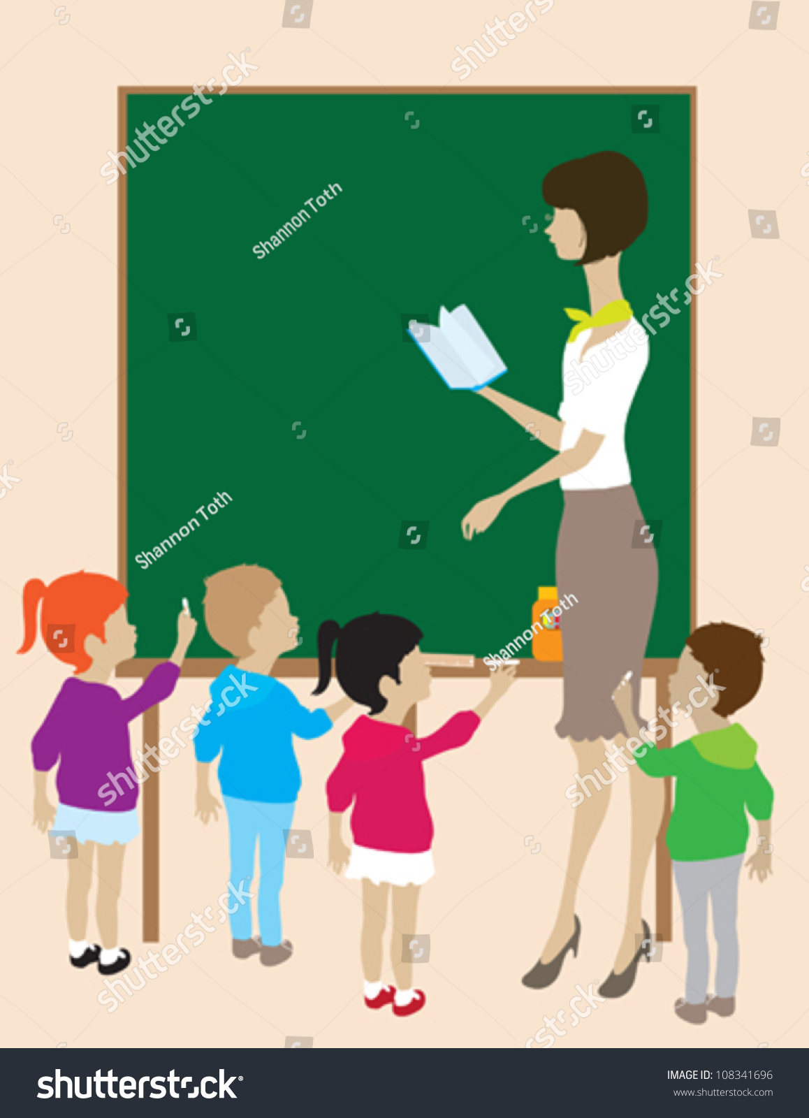 Teacher Group Students Chalkboard Stock Vector (Royalty Free) 108341696 ...