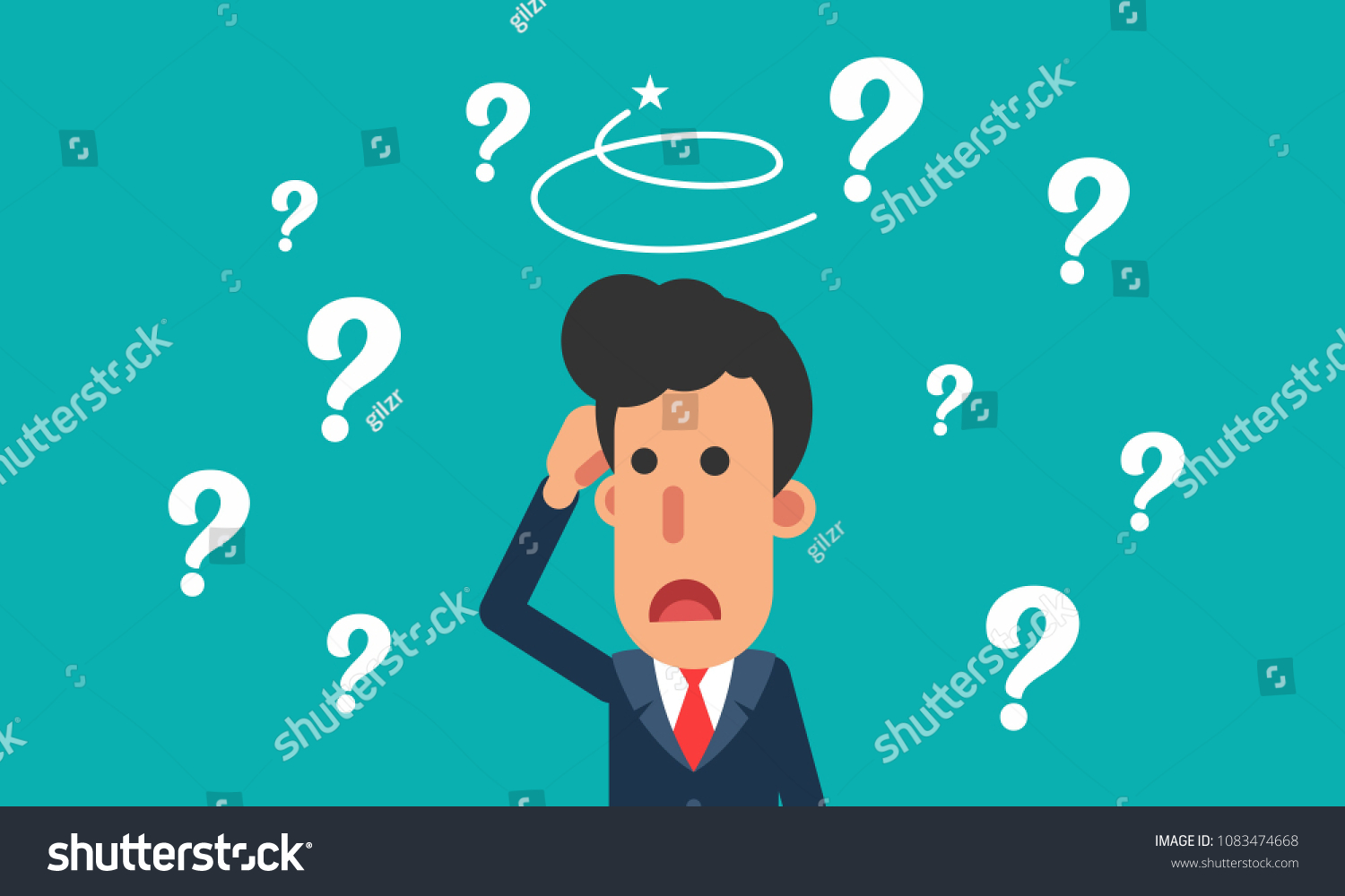 Businessman Confused Businessman Thinking Question Mark Stock Vector ...