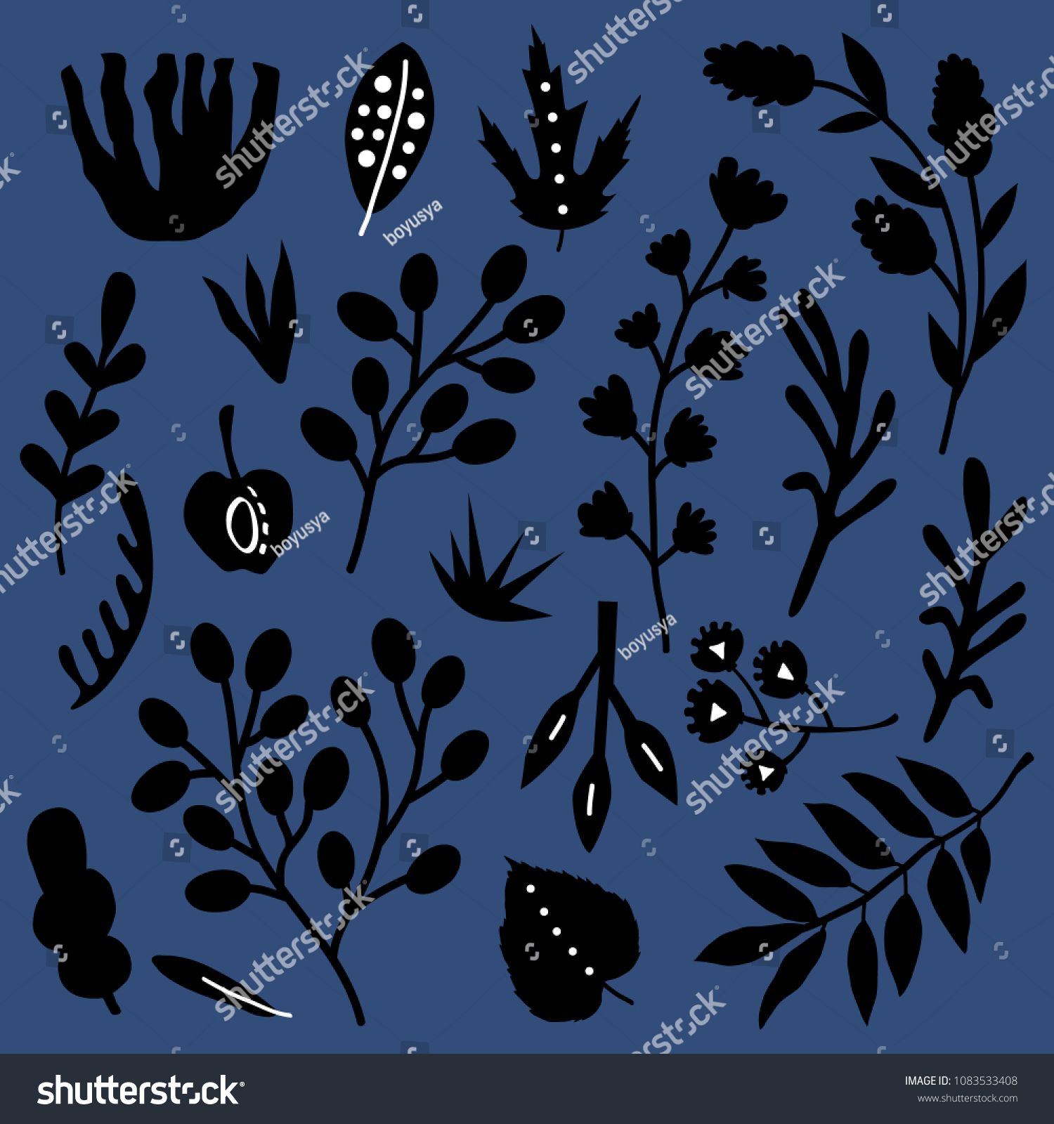 Vector Illustration Set Hand Drawn Plants Stock Vector Royalty Free 1083533408 Shutterstock