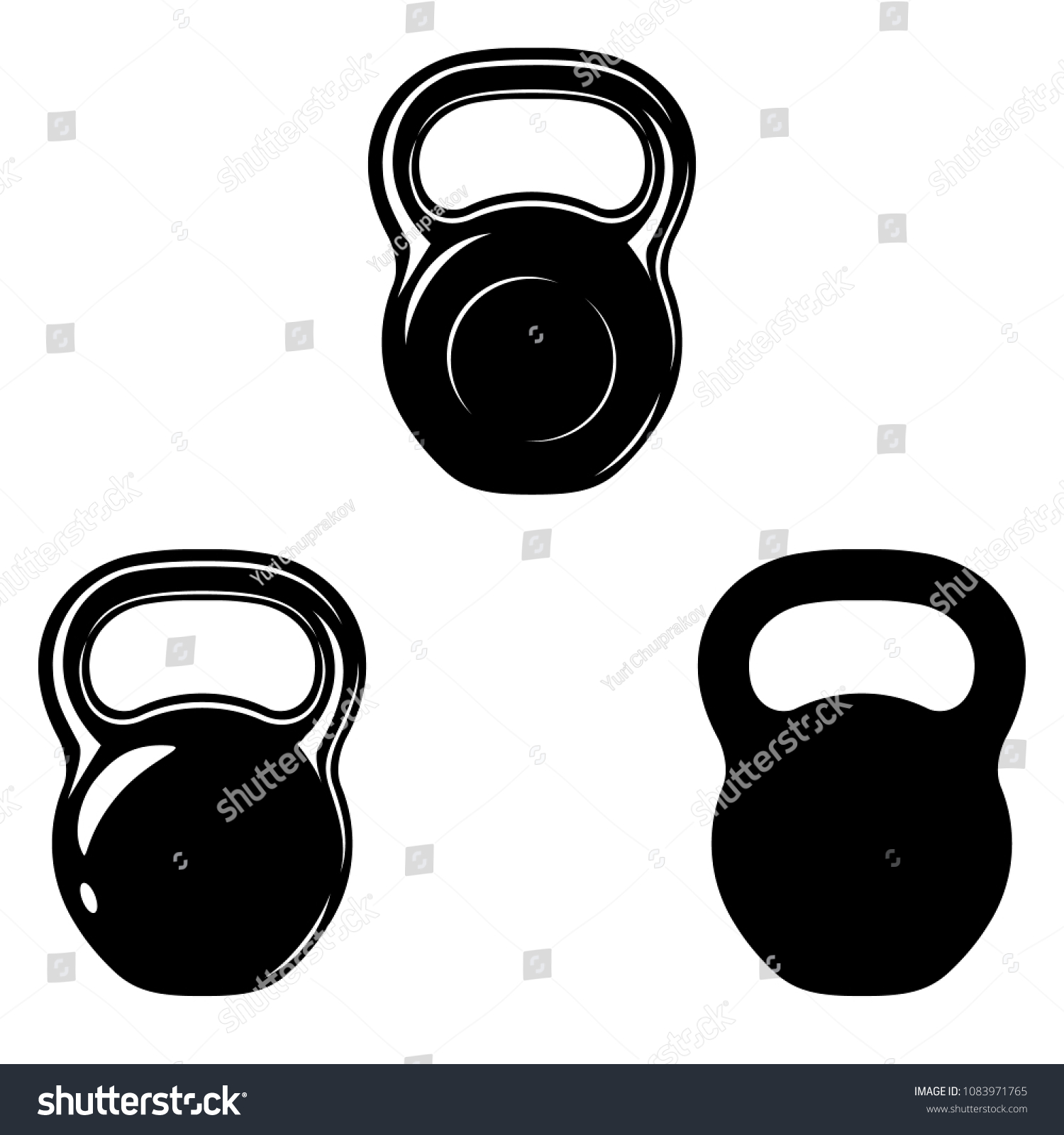 Set Monochrome Kettlebell Icons Vector Illustration Stock Vector ...