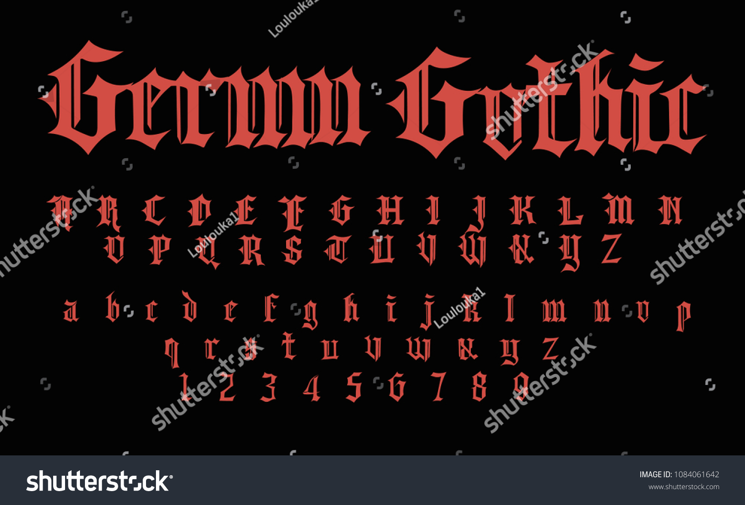 Red Gothic Font Stock Vector (Royalty Free) 1084061642 | Shutterstock