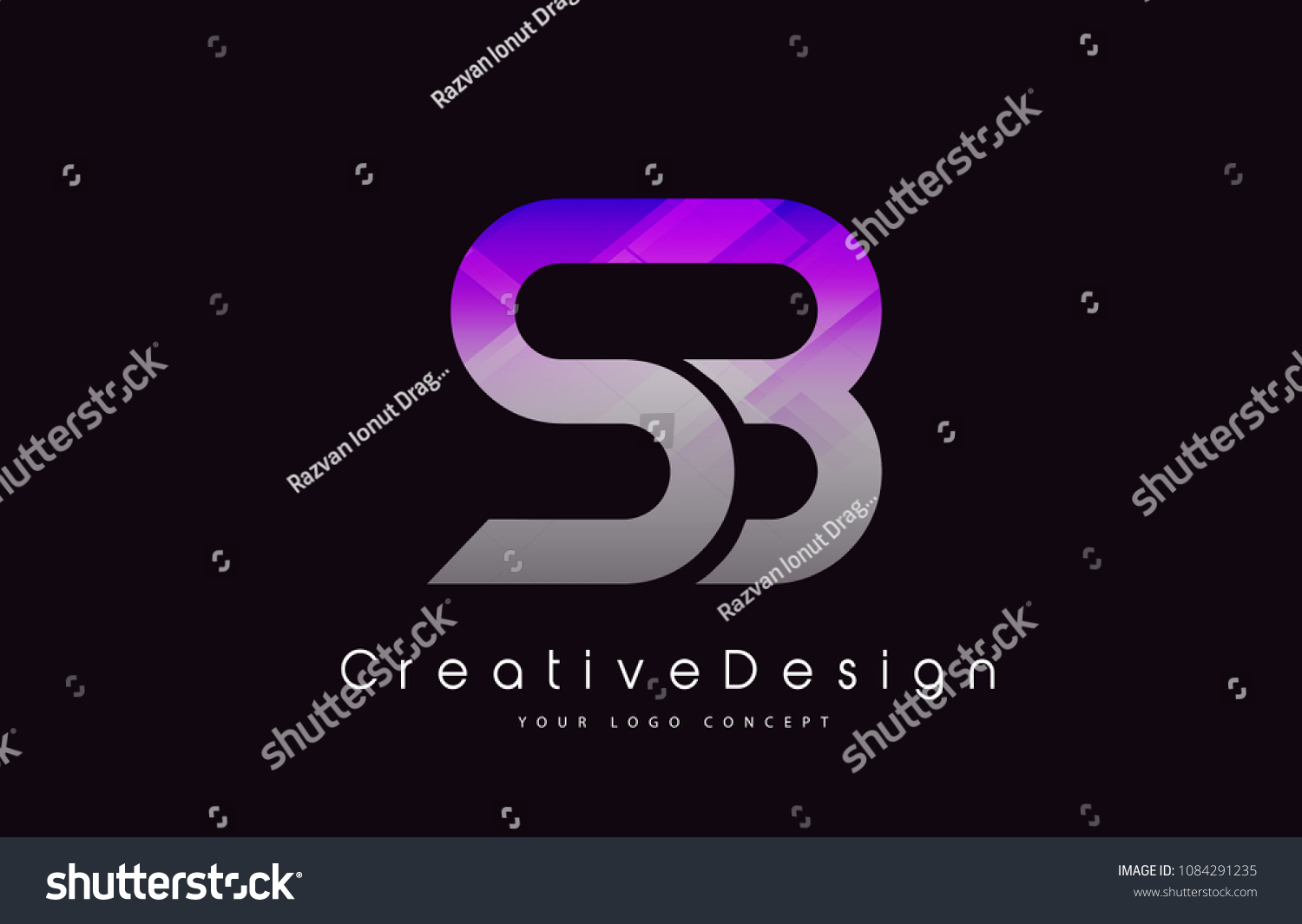 Sb Letter Logo Design Purple Texture Stock Vector (Royalty Free ...