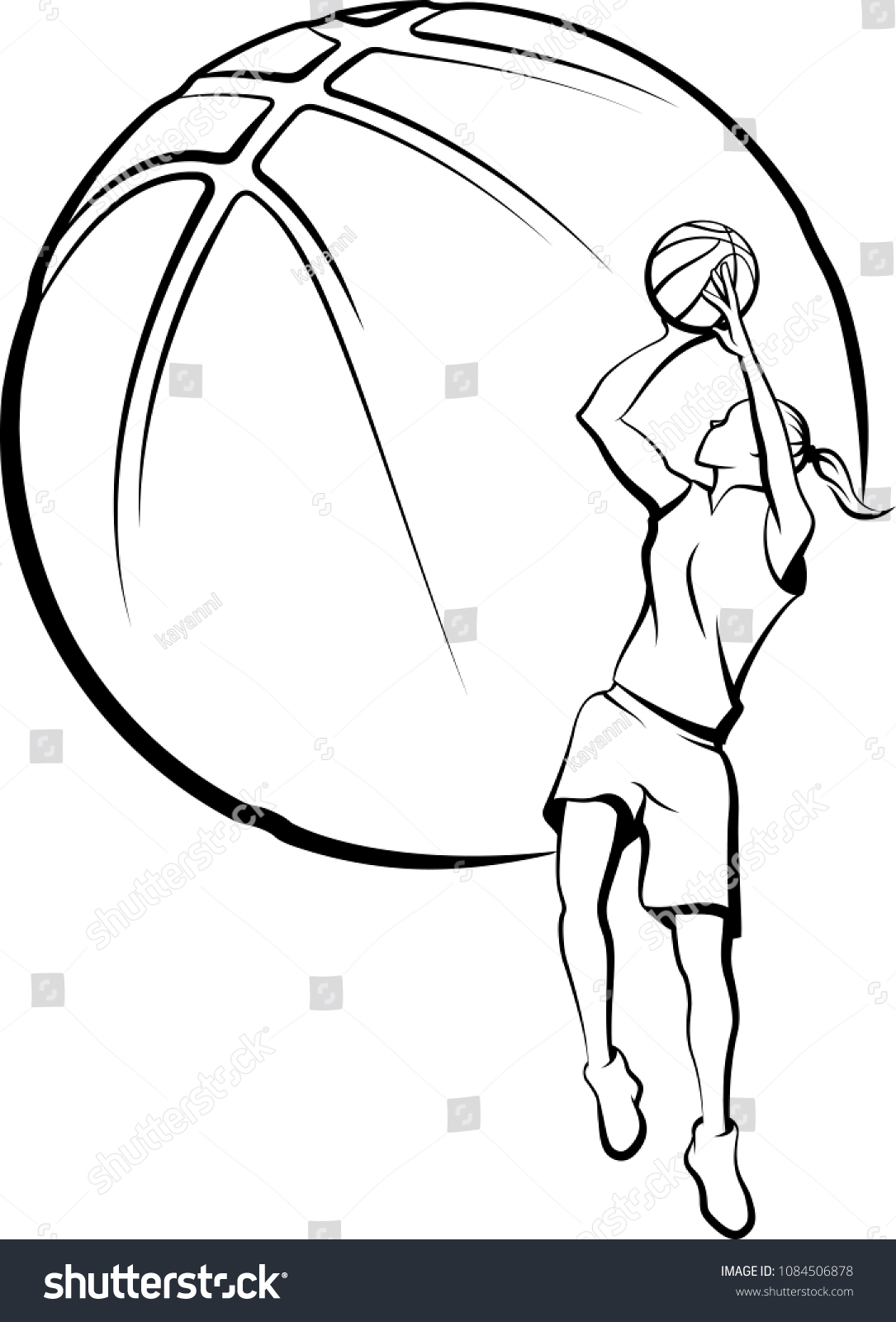 Баскетбол прыжок с мячом иллюстрация