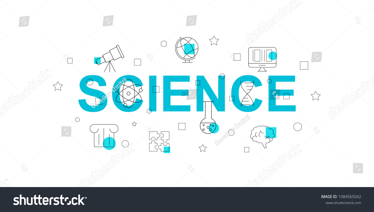 Science Vector Banner Word Line Icon Stock Vector (Royalty Free ...