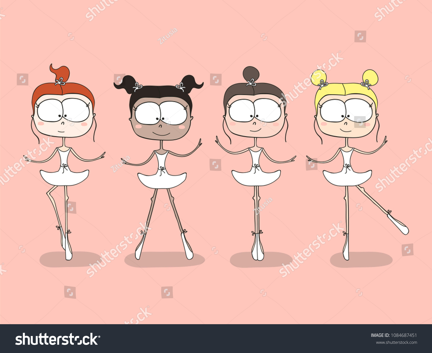 Cute Little Ballerina Dancing Vector Illustration Stock Vector (Royalty ...