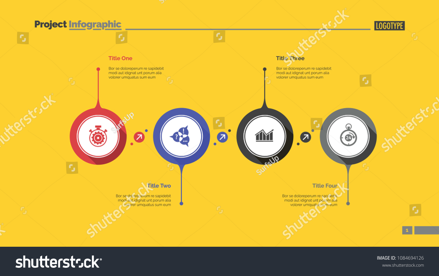 Four Aspects Flowchart Slide Template Business Stock Vector (Royalty ...