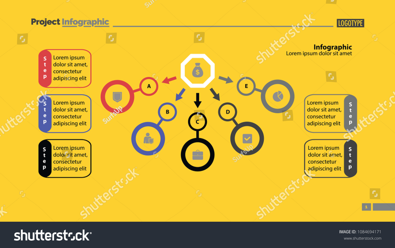 Five Step Process Chart Template Design Stock Vector Royalty Free 1084694171 Shutterstock 6307