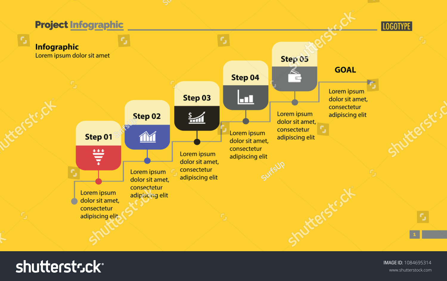 Five Steps Process Chart Template Design Stock Vector Royalty Free 1084695314 Shutterstock 3002